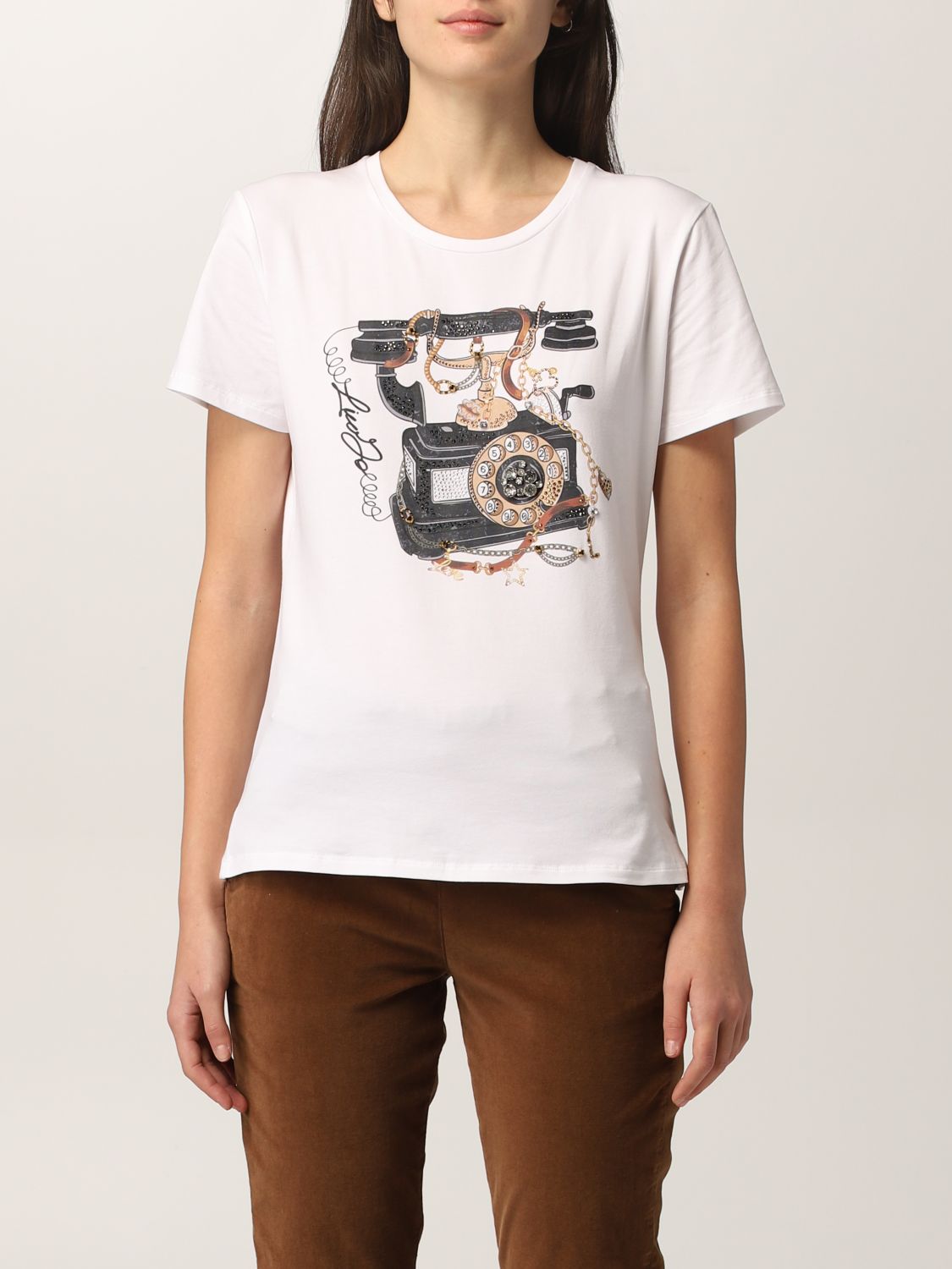 Liu Jo cotton T-shirt with prints and applications