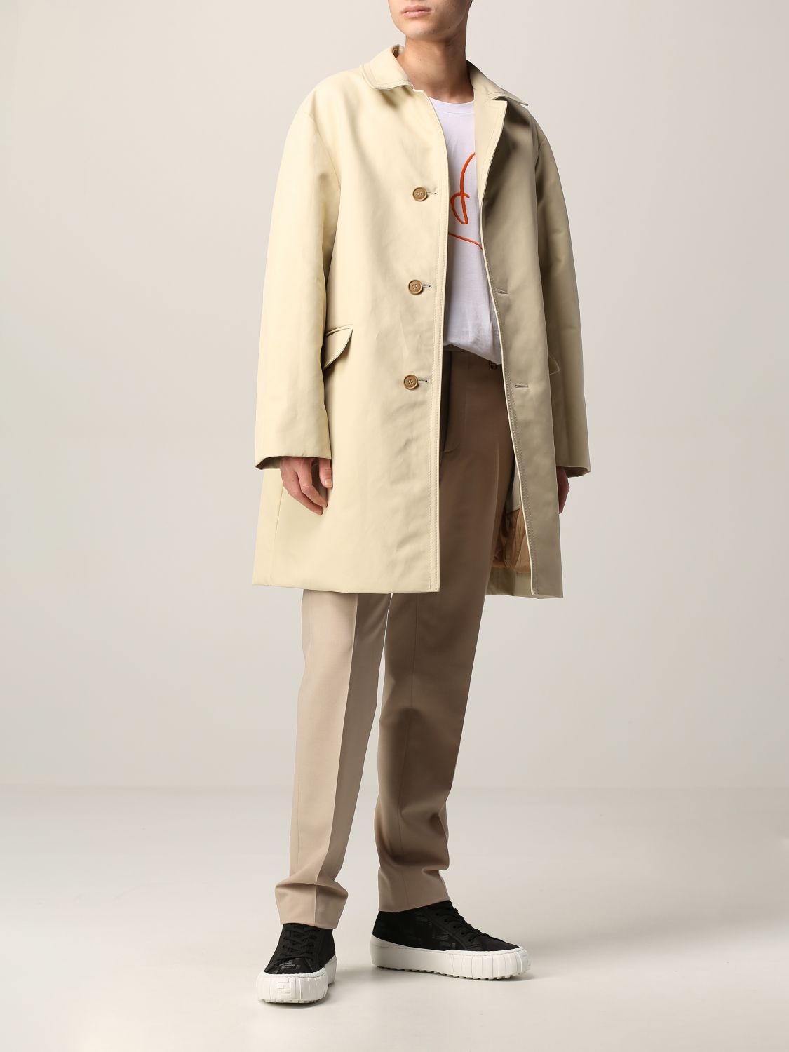 FENDI: Trench coat men | Trench Coat Fendi Men Yellow Cream | Trench ...