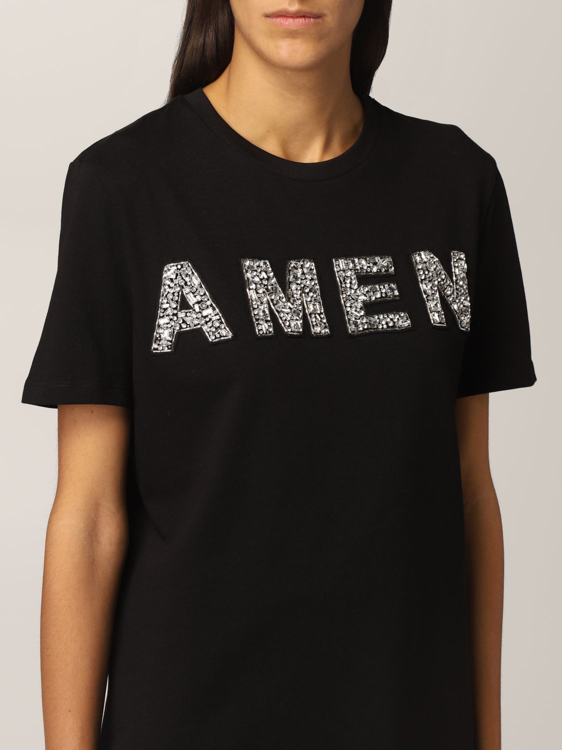 T-shirt Amen: T-shirt Amen con logo nero 3