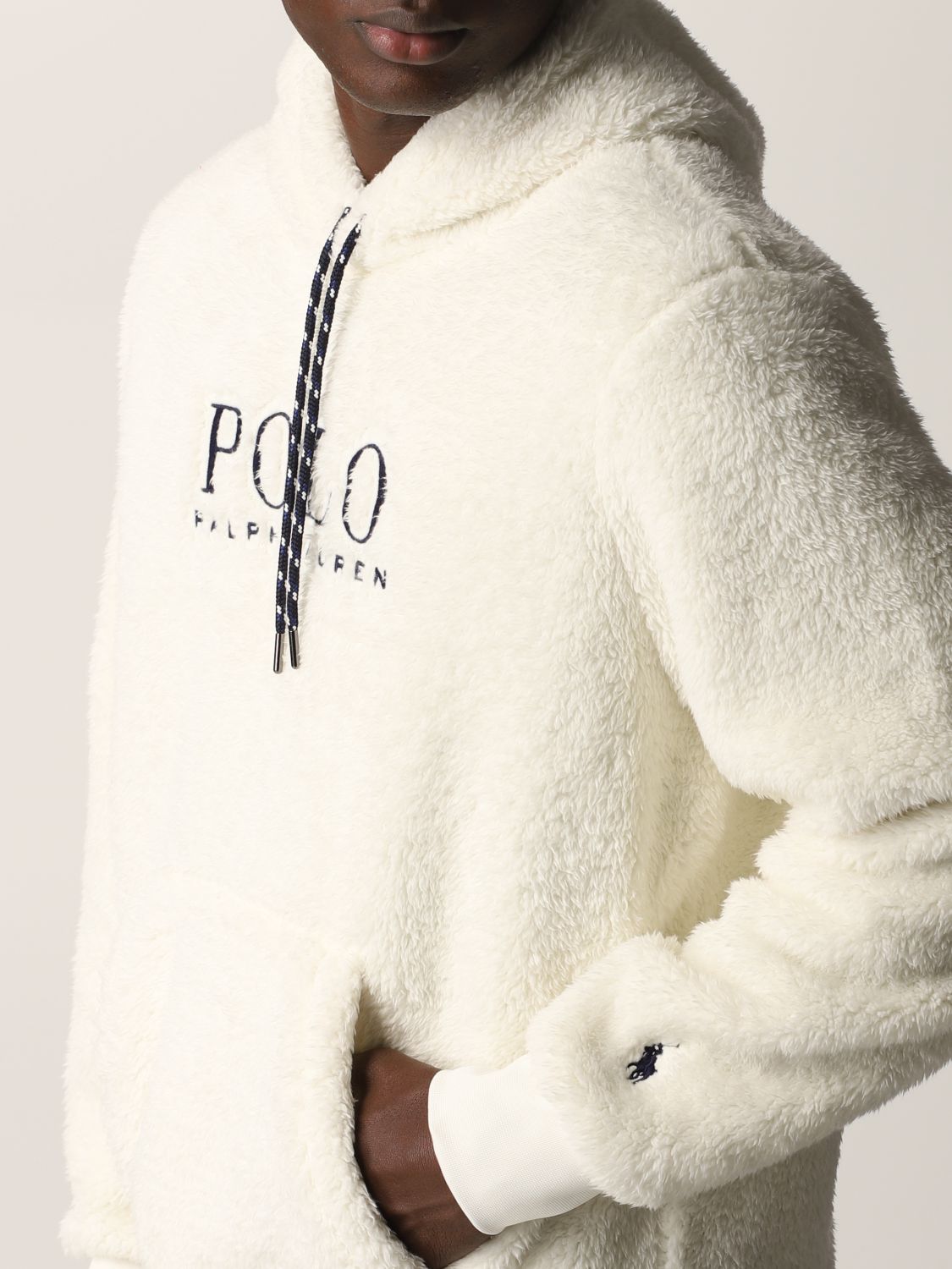 POLO RALPH LAUREN: sweatshirt with fur effect - Cream | Polo Ralph Lauren  sweatshirt 710853339 online on 