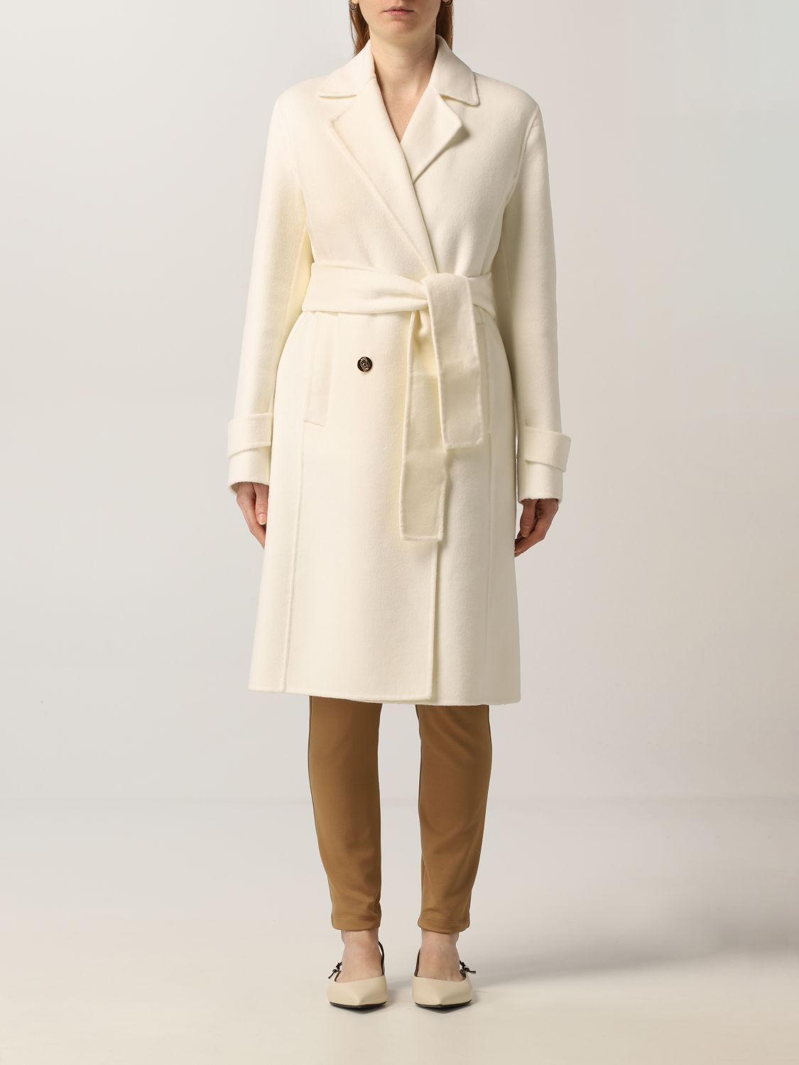 LIU JO: coat in wool blend | Liu Jo Women White | Coat Liu Jo CF1012T8524 GIGLIO.COM