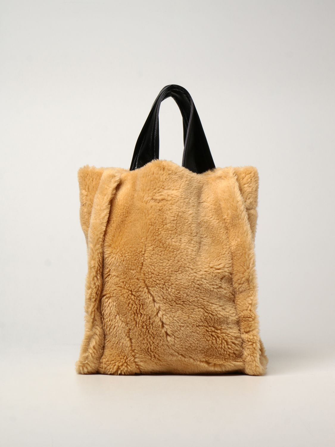 STAND STUDIO: handbag in synthetic fur - Camel | Tote Bags Stand Studio ...