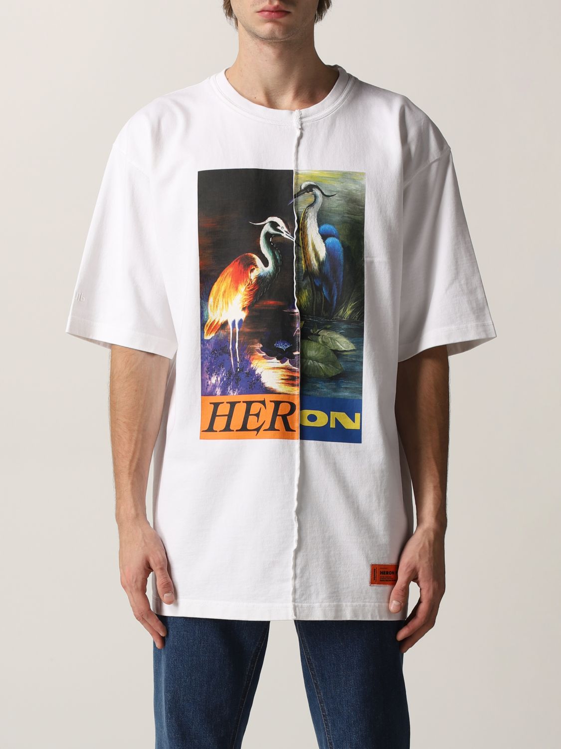 T-shirt Heron Preston: T-shirt Heron Preston in cotone con stampa bianco 1