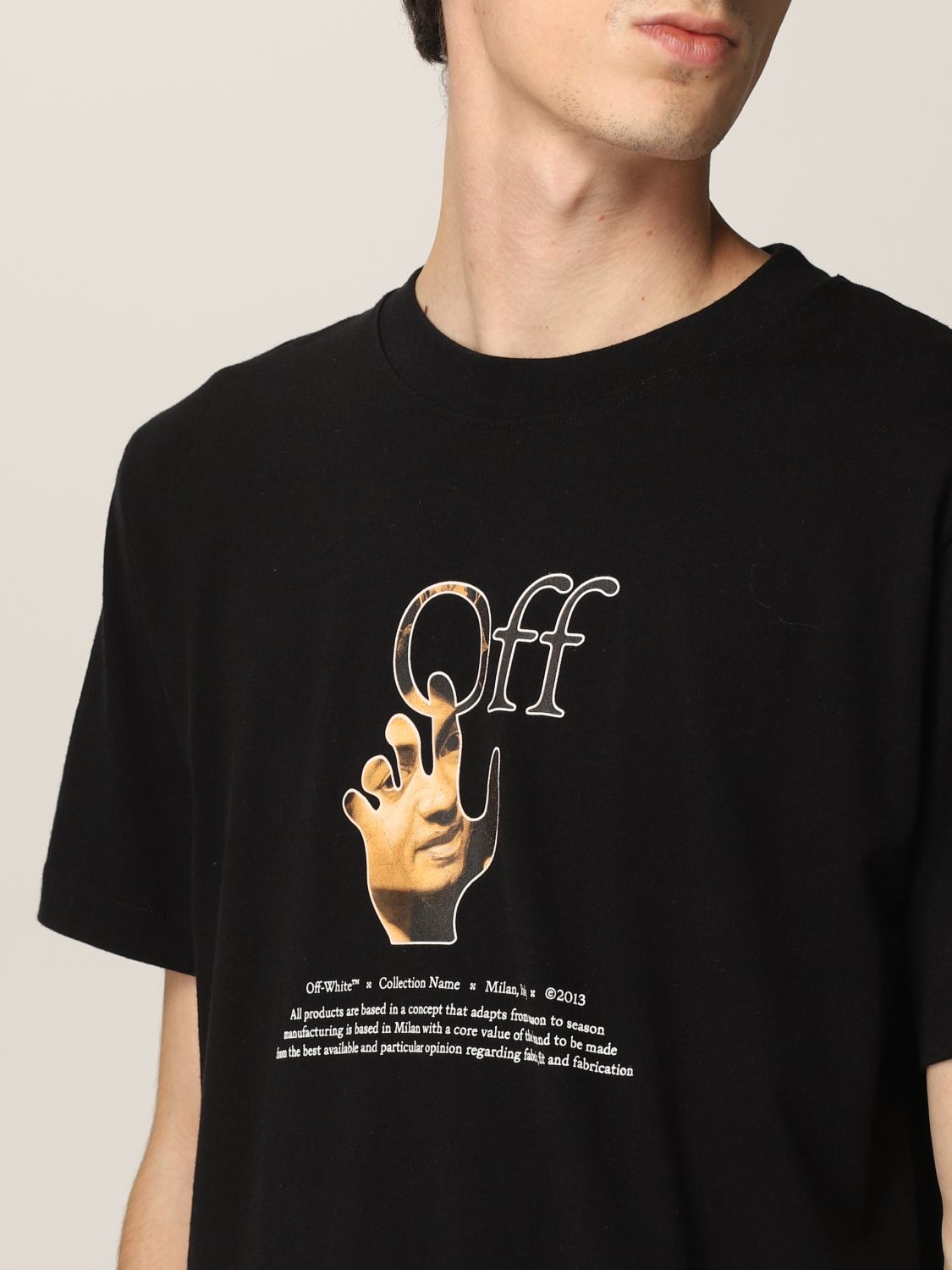 OFF-WHITE: t-shirt for man - Black | Off-White t-shirt OMAA027F21JER012 ...