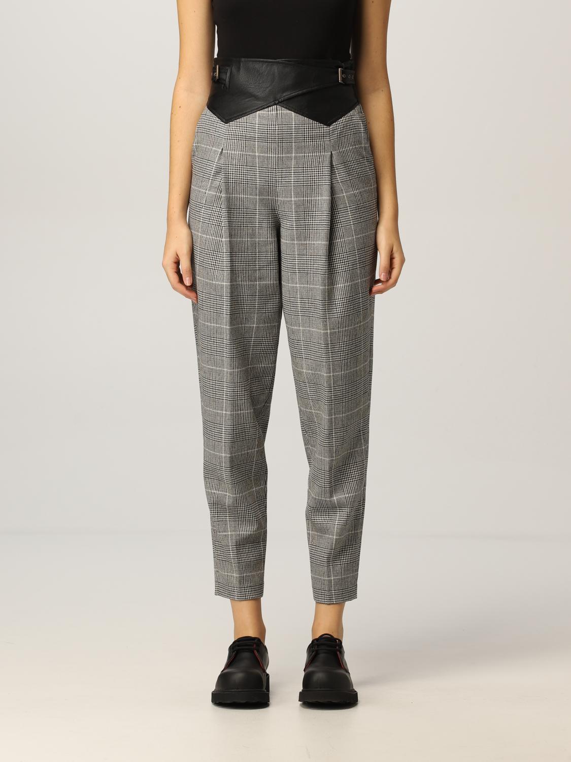 TWINSET: Pantalone con cinta in pelle Twin-set - Nero | Pantalone Twinset  212TT2201 GIGLIO.COM
