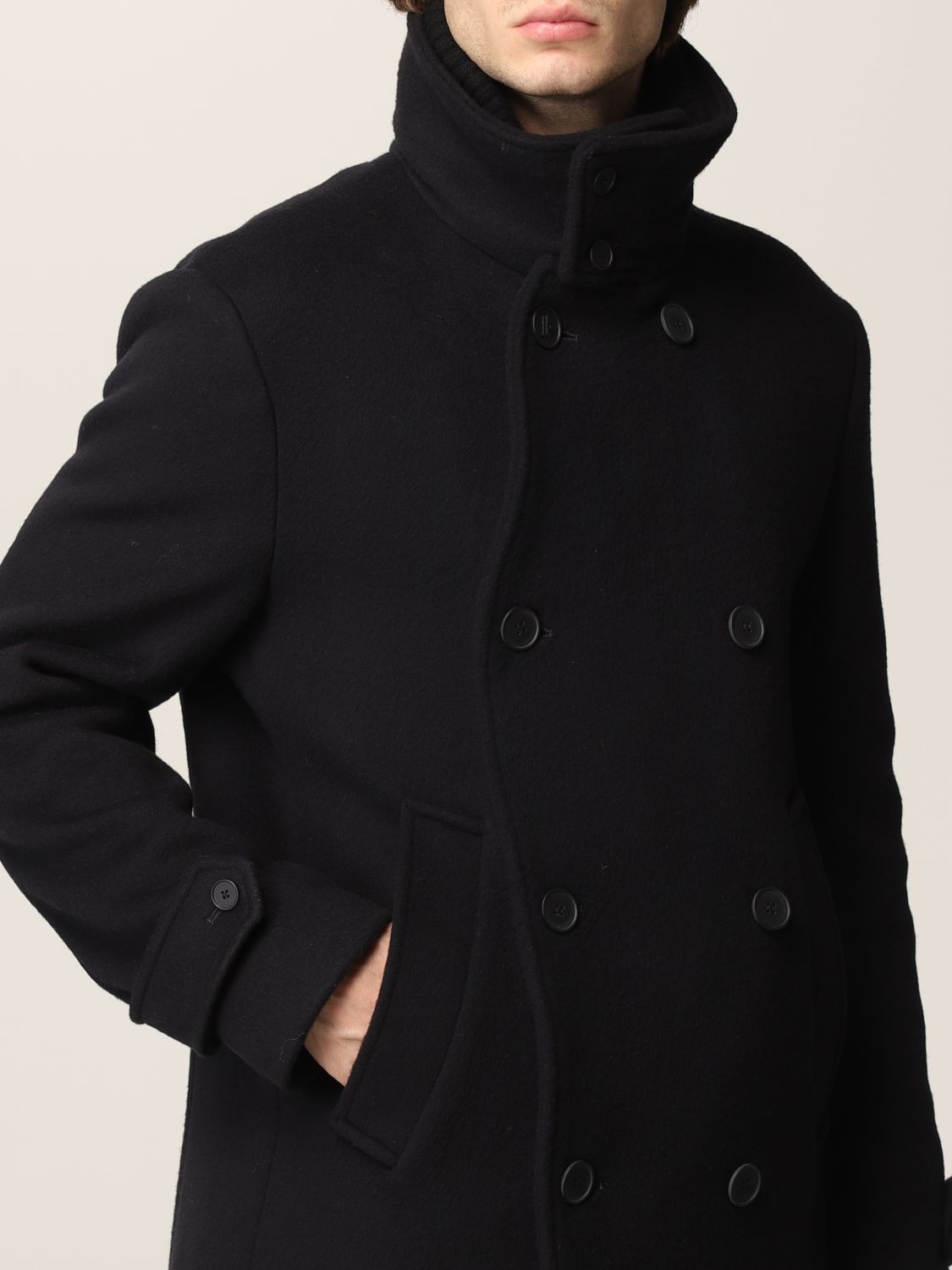 Coat Emporio Armani: Emporio Armani double-breasted coat navy 4