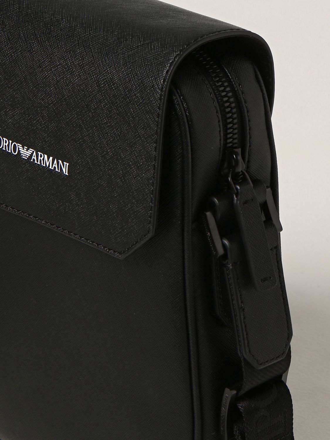 EMPORIO ARMANI: Messenger bag in regenerated leather - Black  Emporio  Armani shoulder bag Y4M242Y020V online at