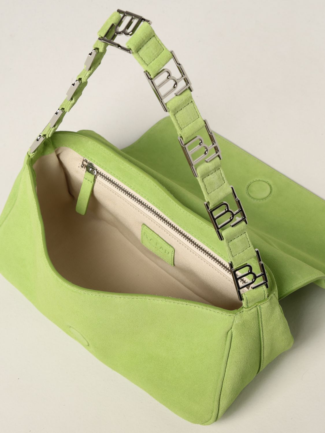 Handbag By Far: Daisy By Far bag in suede green 5