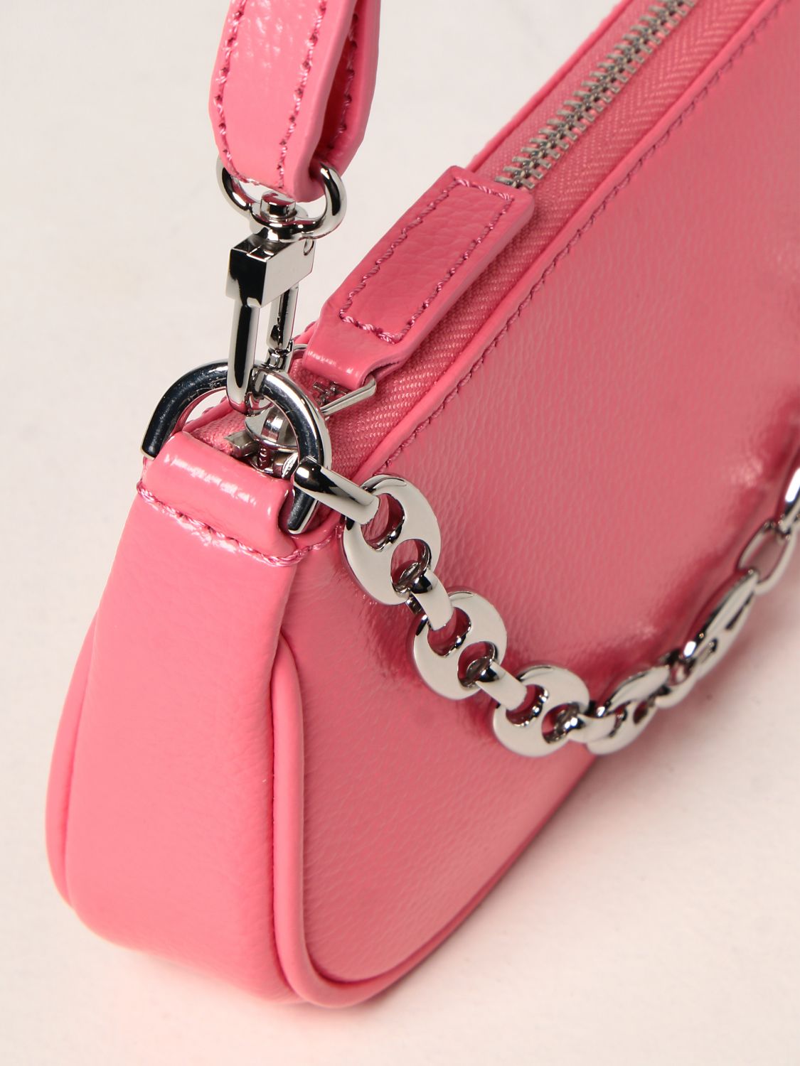 Mini bag By Far: By Far bag in grained leather pink 4