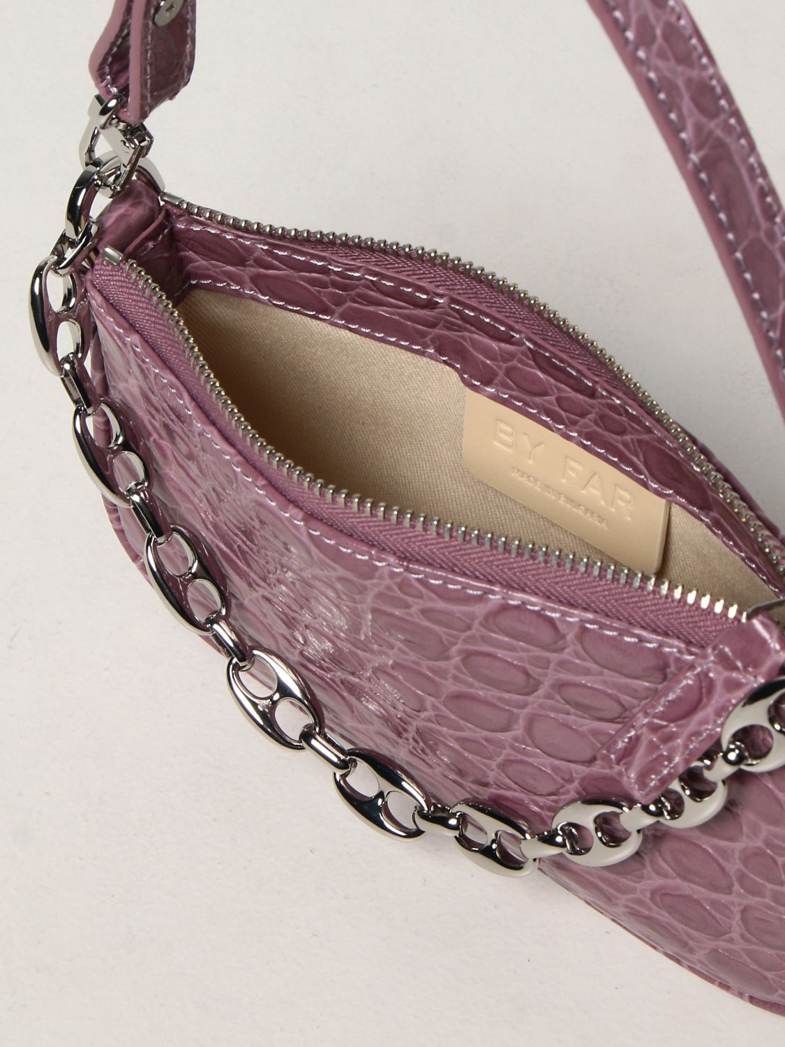 Mini bag By Far: By Far bag in crocodile print leather lavender 5