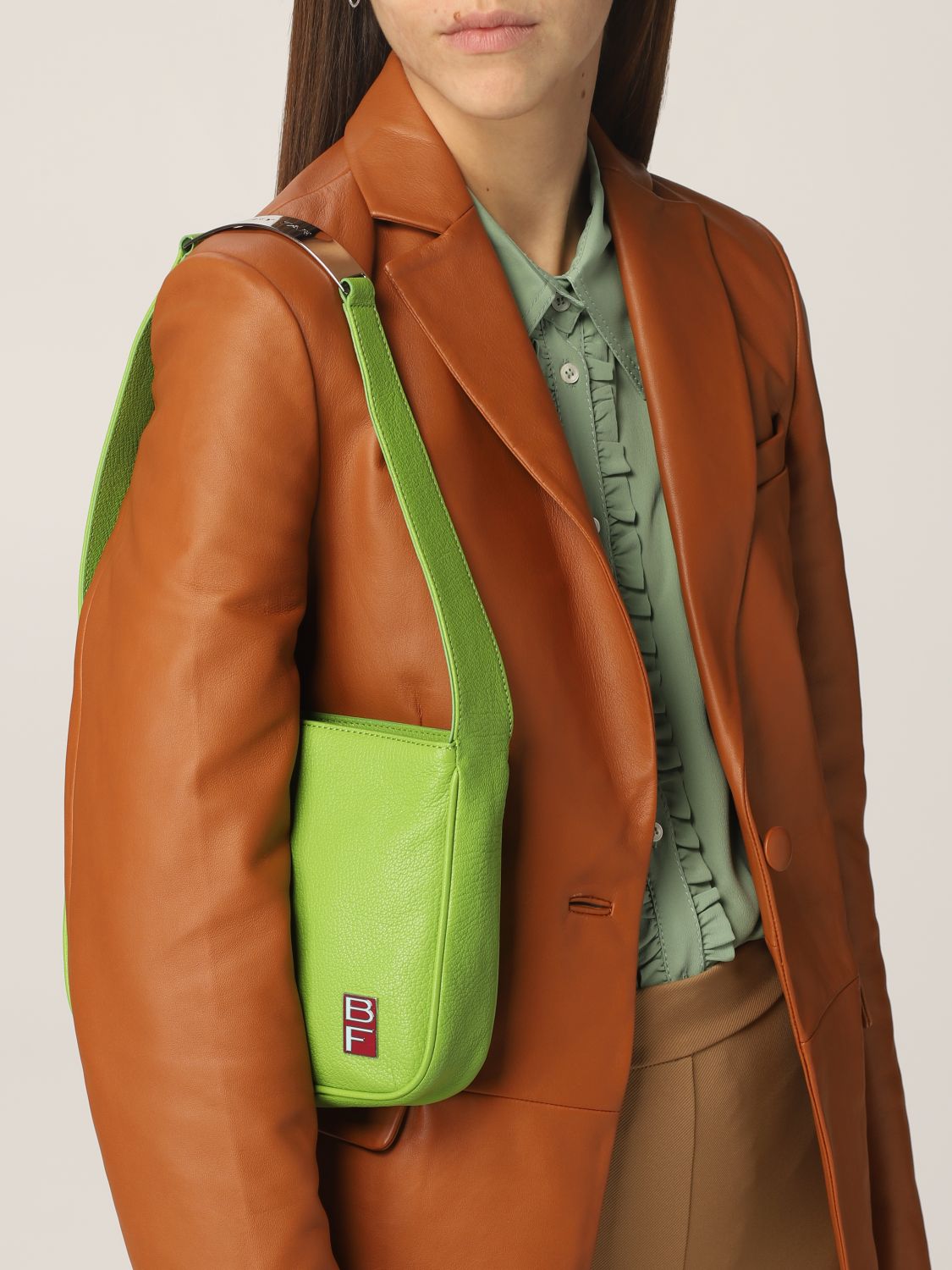 Shoulder bag By Far: By Far bag in grained leather green 2