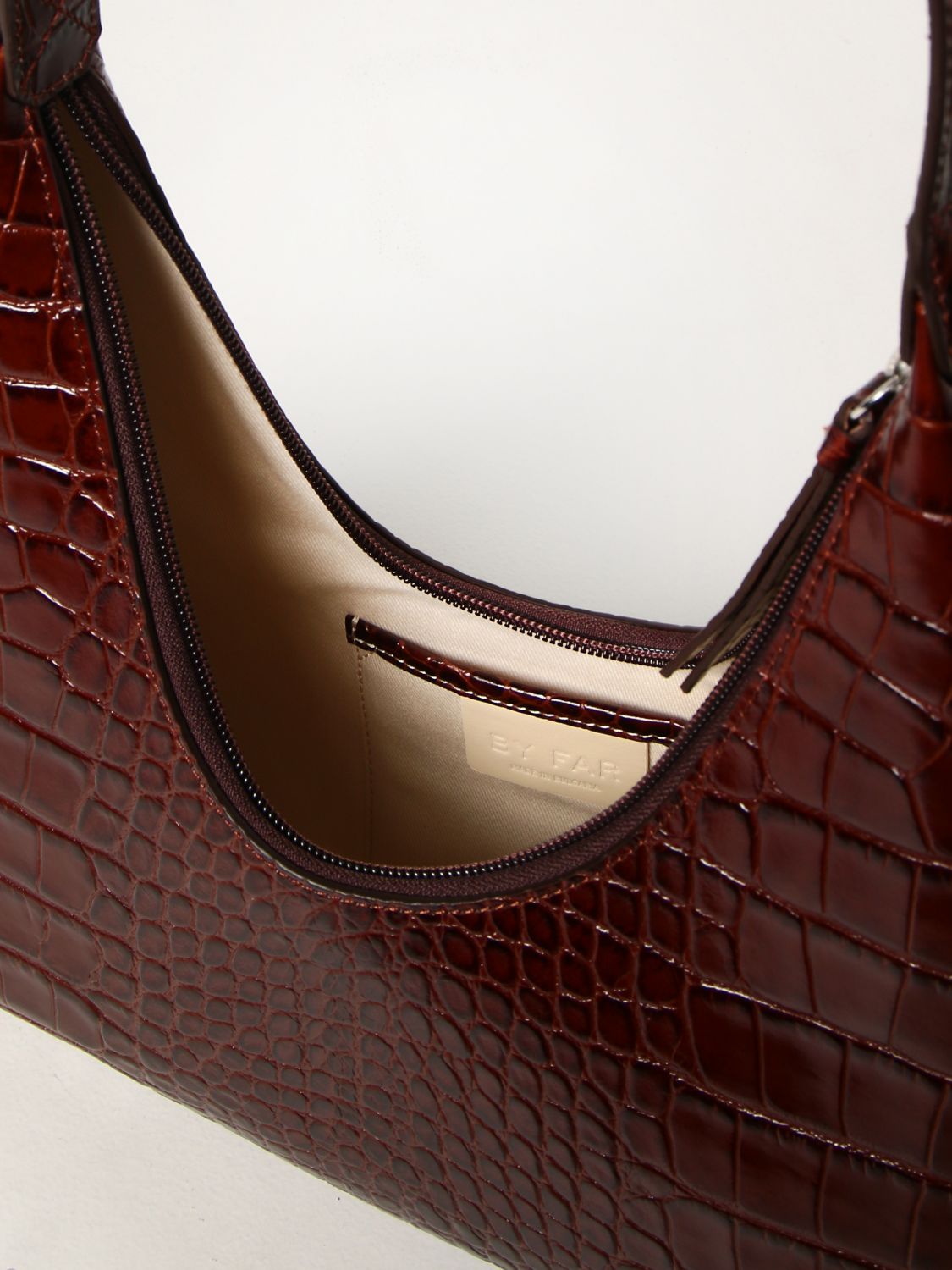 Shoulder bag By Far: Amber By Far shoulder bag with crocodile print brown 5
