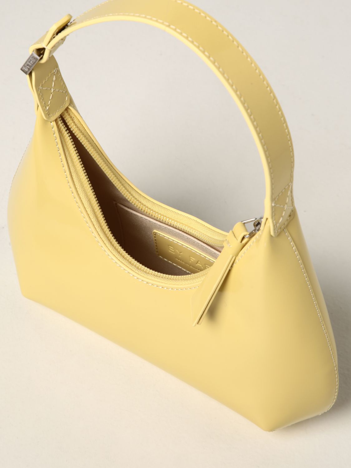 Mini bag By Far: Baby Amber By Far bag in brushed leather cream 5
