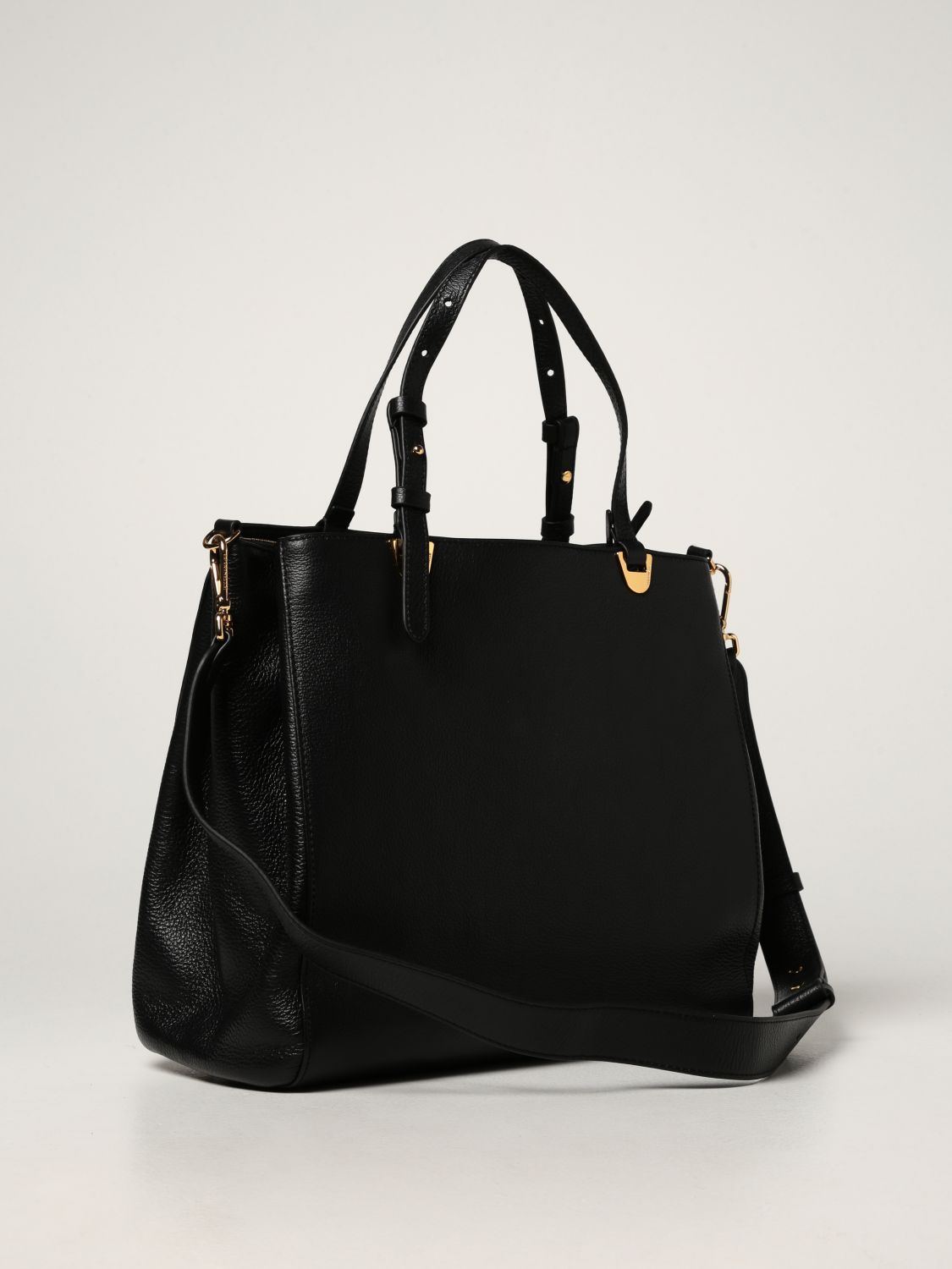 COCCINELLE: handbag in grained leather - Black | Coccinelle tote bags ...