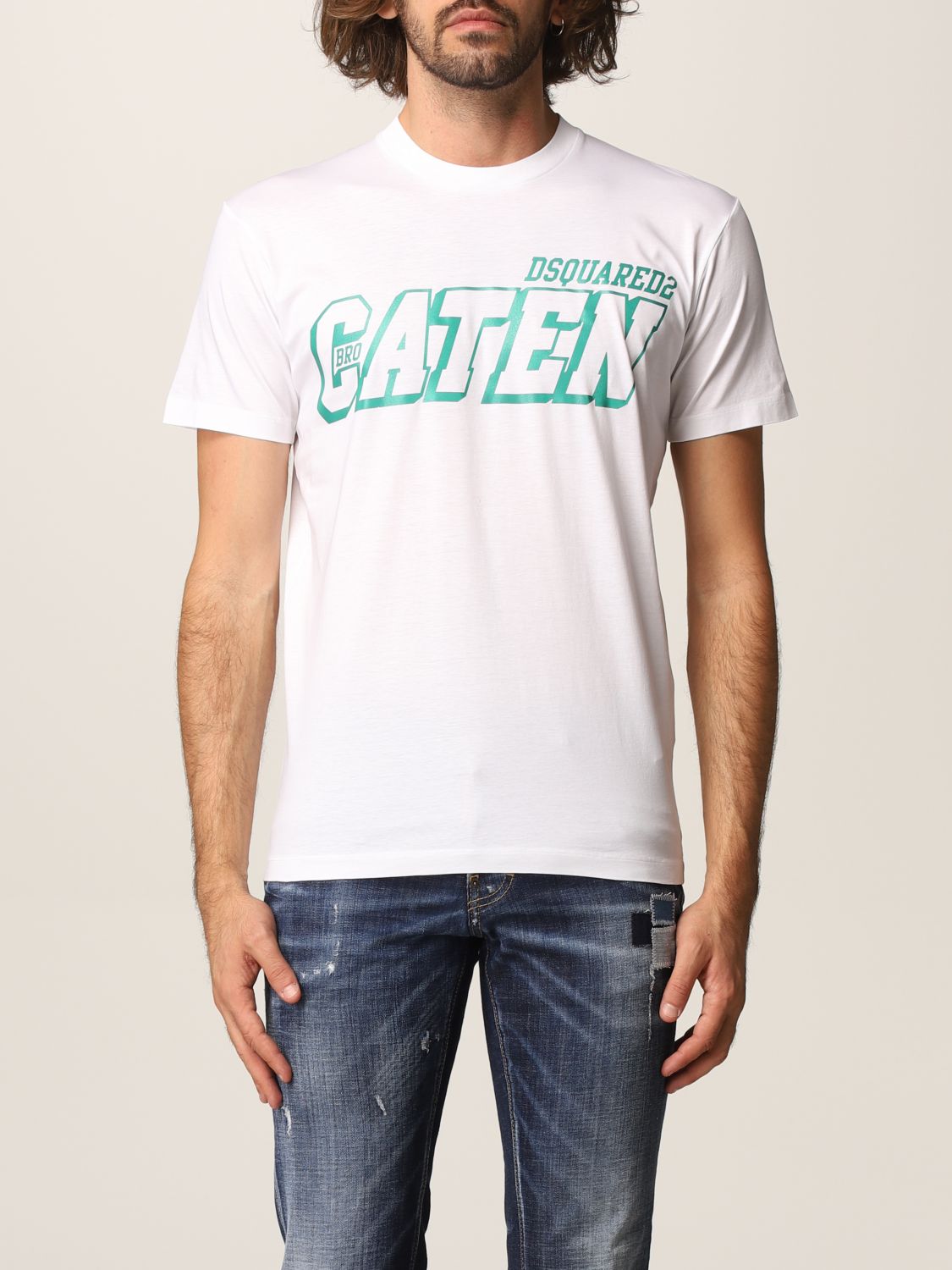 breng de actie modus vriendelijk DSQUARED2: T-shirt with Caten print - White | Dsquared2 t-shirt  S74GD0858S23009 online on GIGLIO.COM