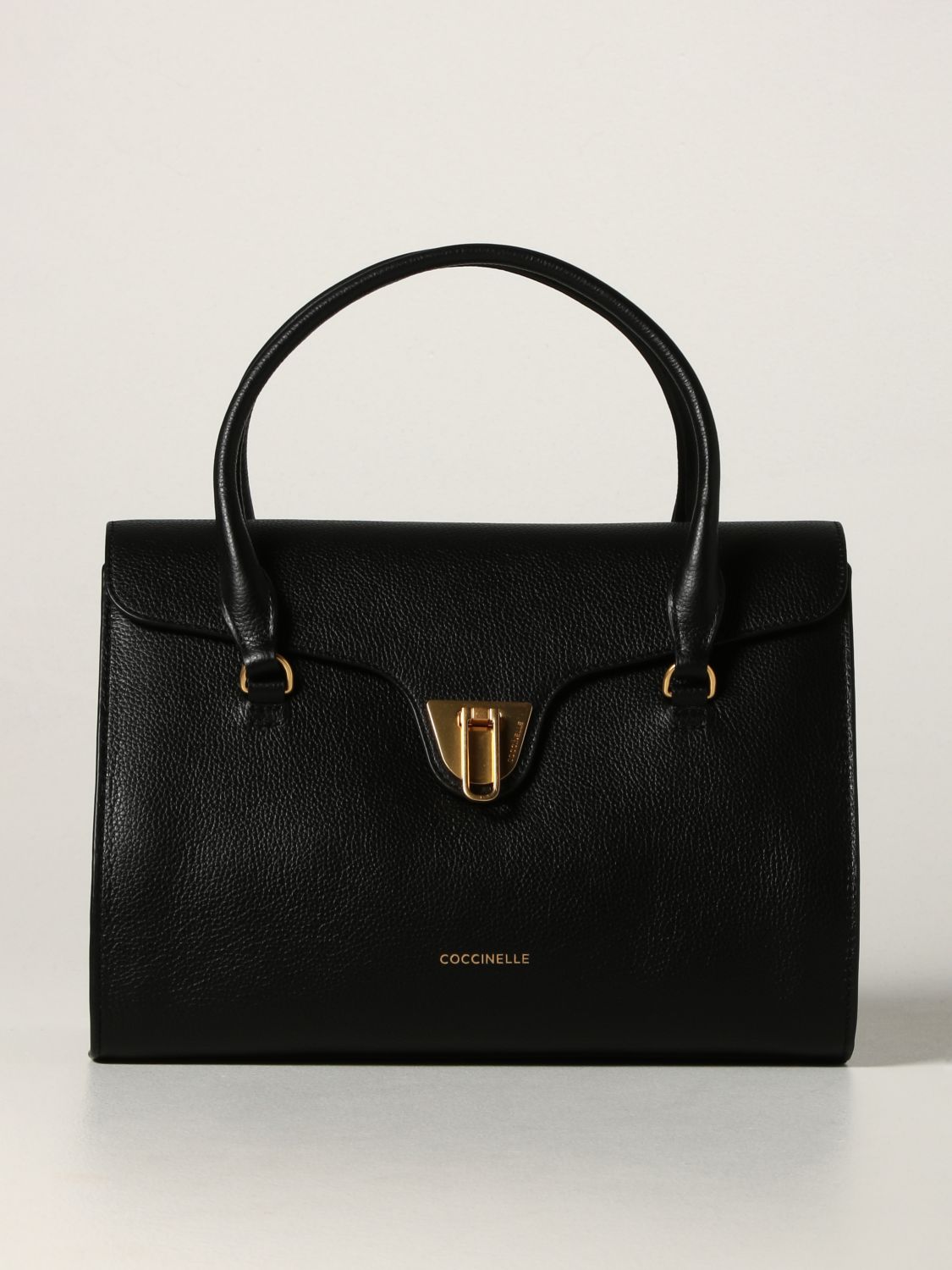 COCCINELLE: bag in grained leather - Black | Coccinelle handbag ...