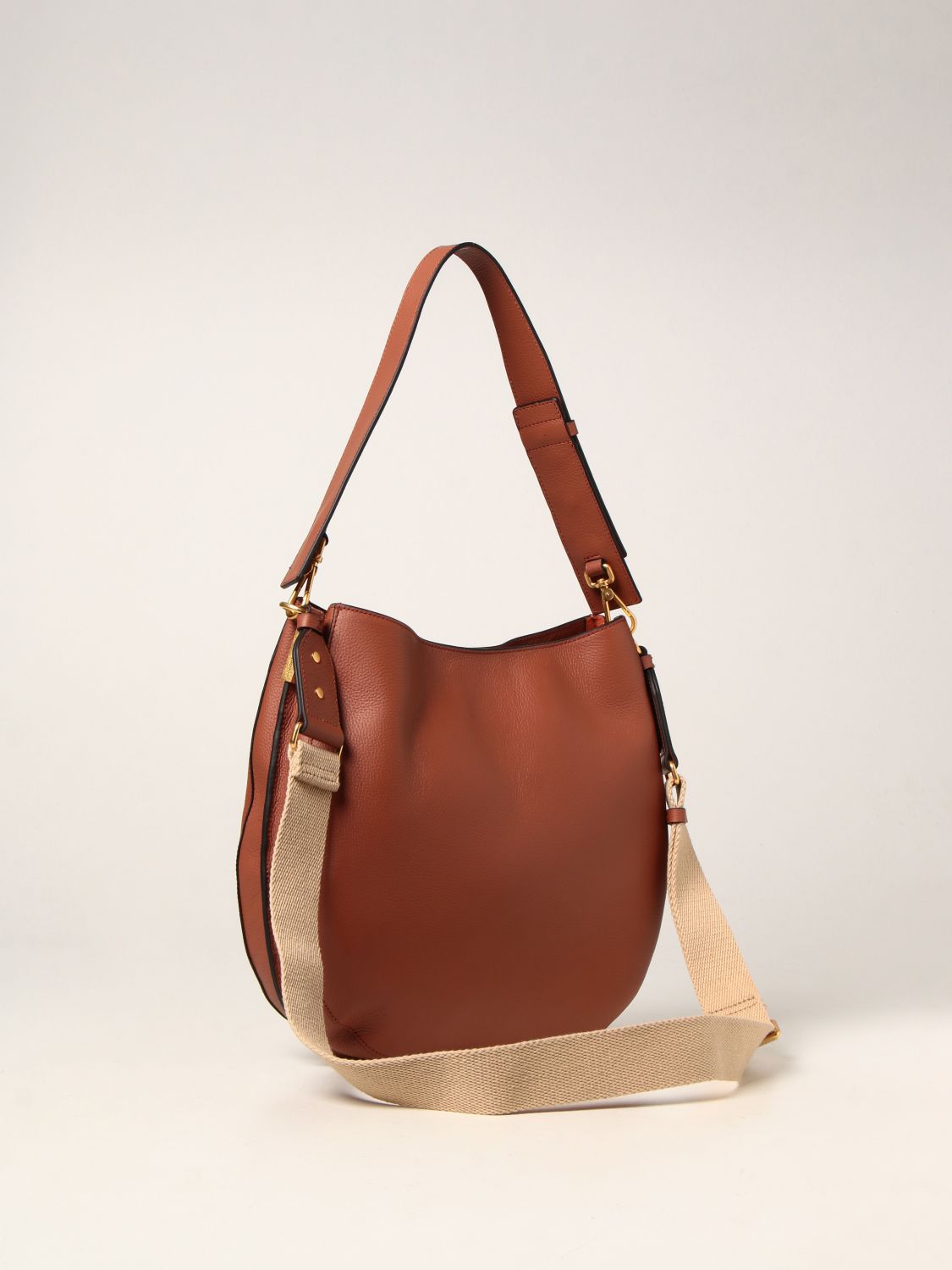 COCCINELLE bag in grained leather Brown Coccinelle shoulder bag