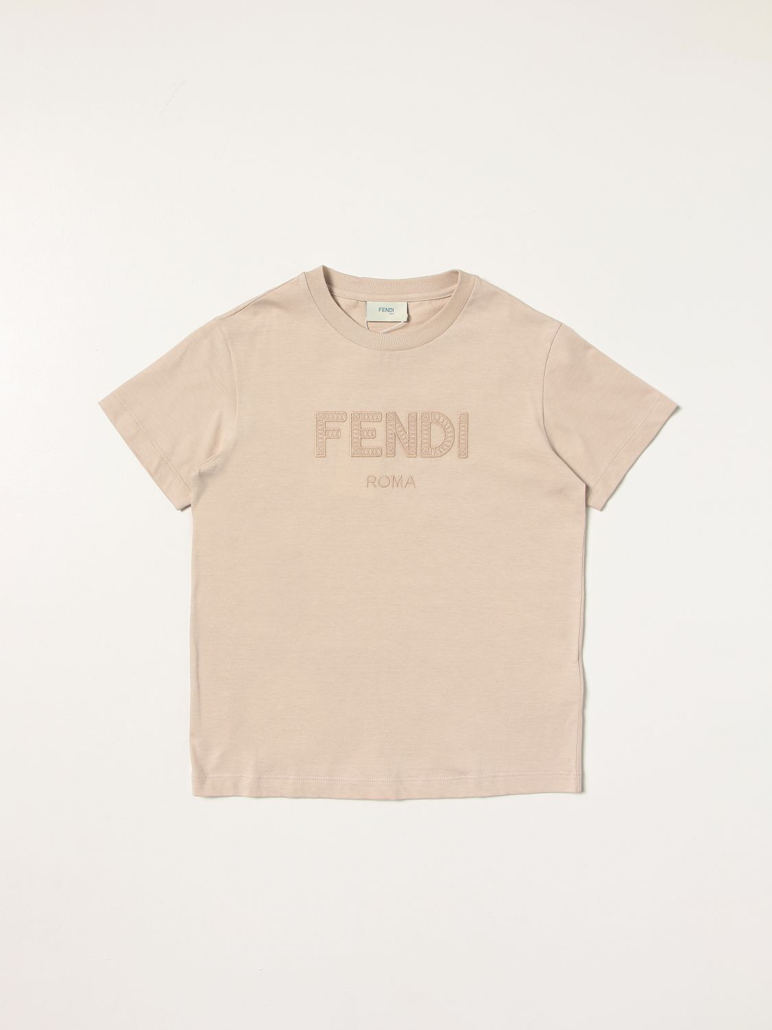Fendi Outlet: t-shirt for girls - Cream | Fendi t-shirt JUI028 7AJ ...