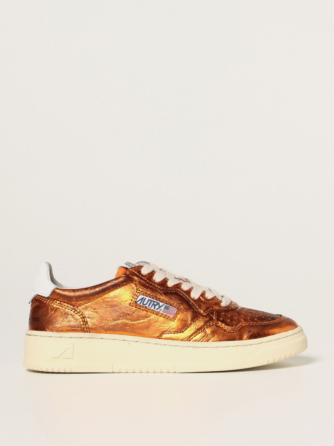 Autry Sneakers In Laminated Leather In Camel | ModeSens