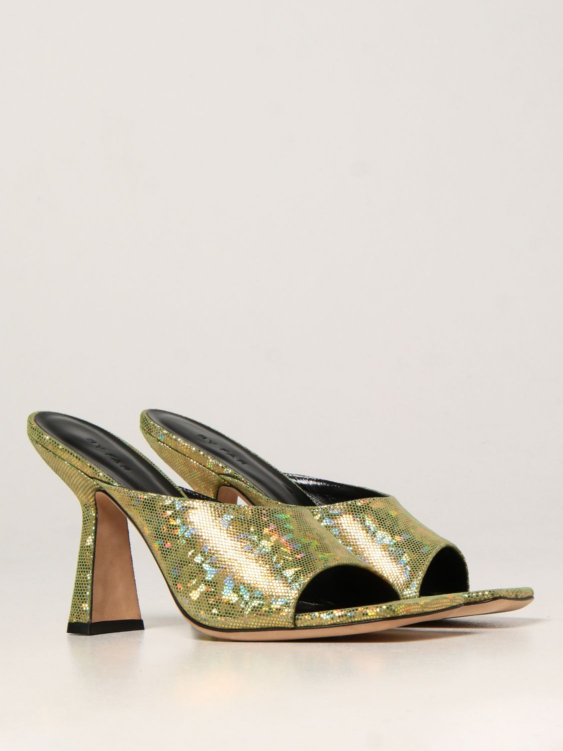 High heel shoes By Far: Zaya By Far mules in lurex leather gold 2