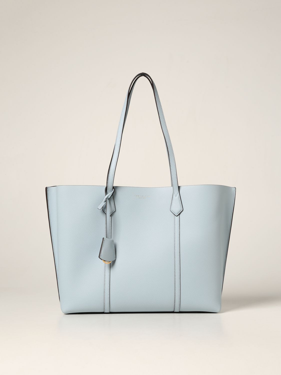 TORY BURCH: tote bag in textured leather - Sky Blue | Tory Burch tote bags  81932 online on 