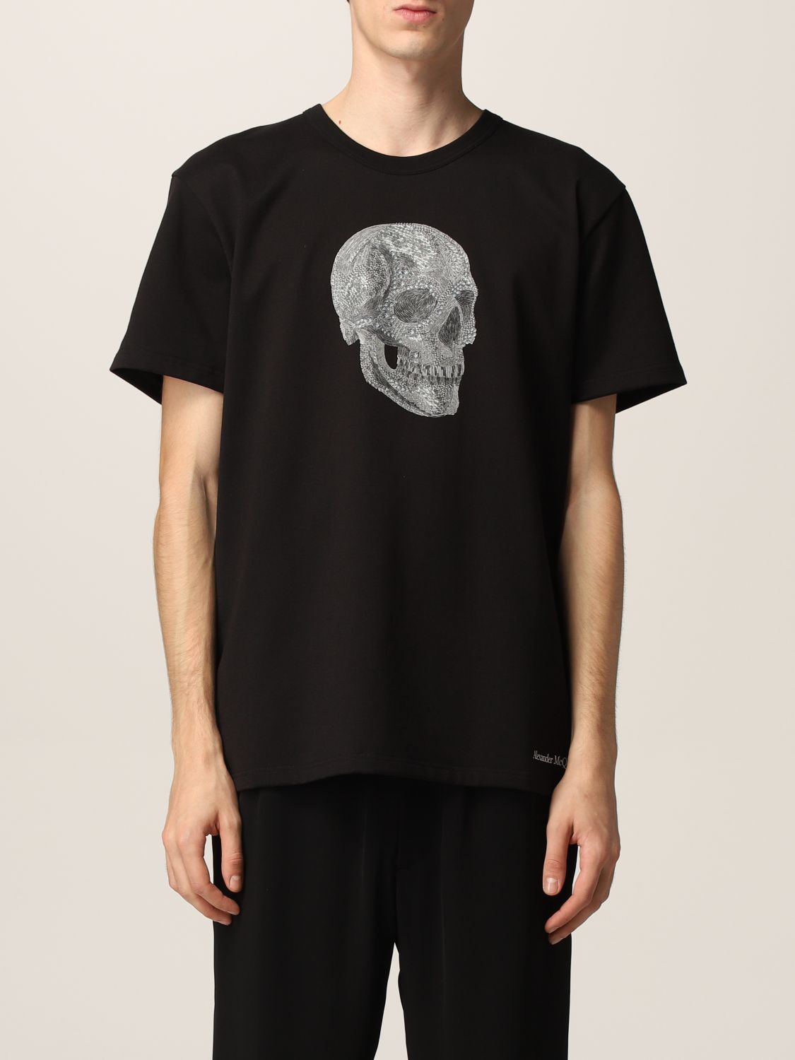 ALEXANDER MCQUEEN: t-shirt with skull - Black | Alexander Mcqueen t ...