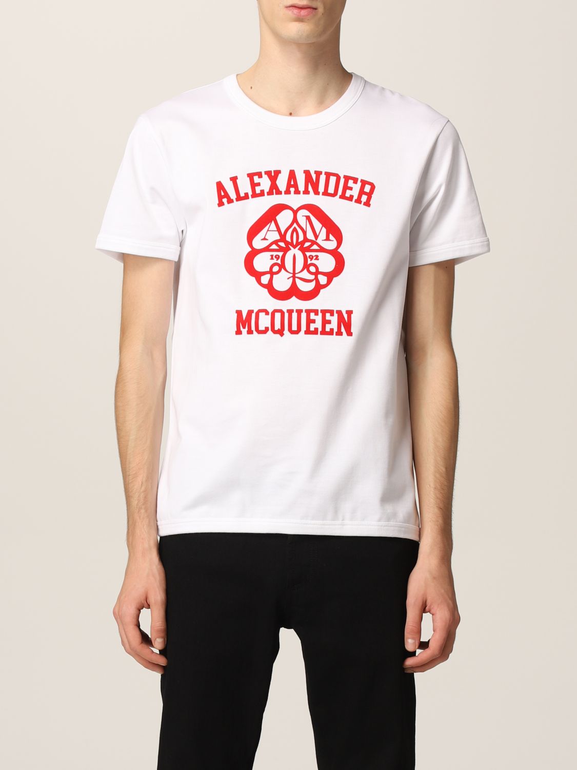 ALEXANDER MCQUEEN: t-shirt with logo - White | Alexander Mcqueen t