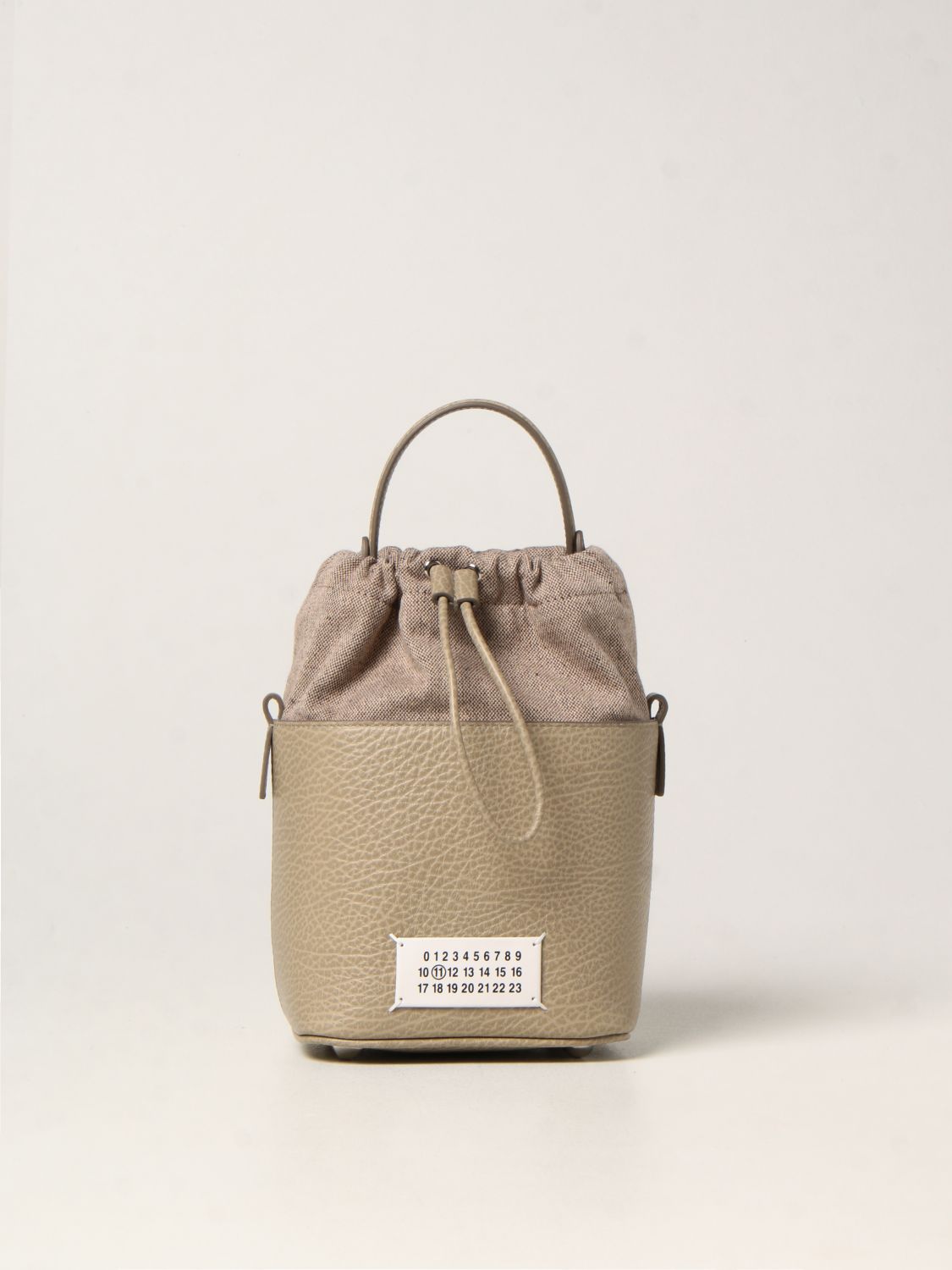 MAISON MARGIELA: leather bucket bag - Mud | Maison Margiela handbag ...