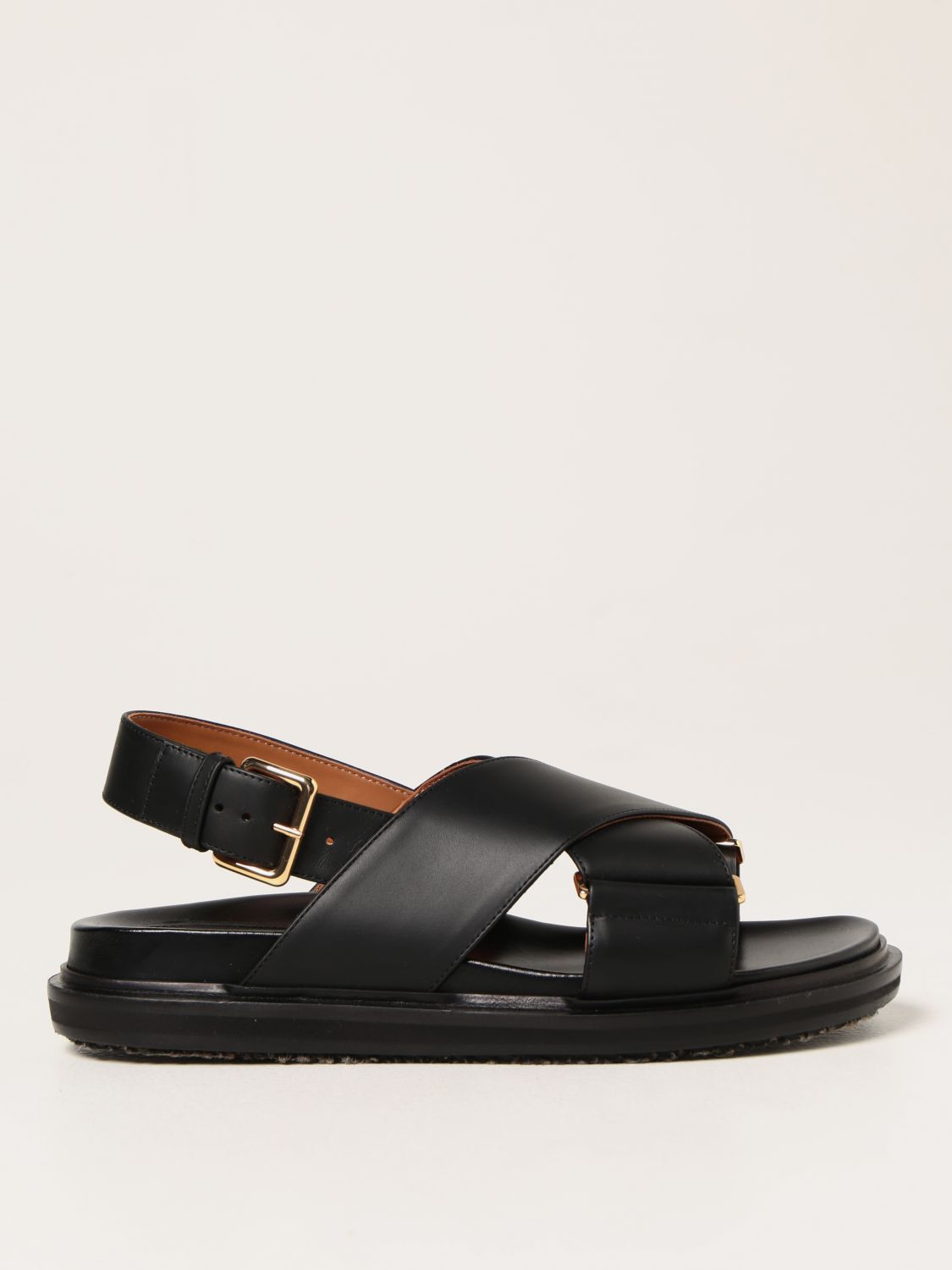 Flat sandals Marni: Marni smooth leather sandals black 1 1