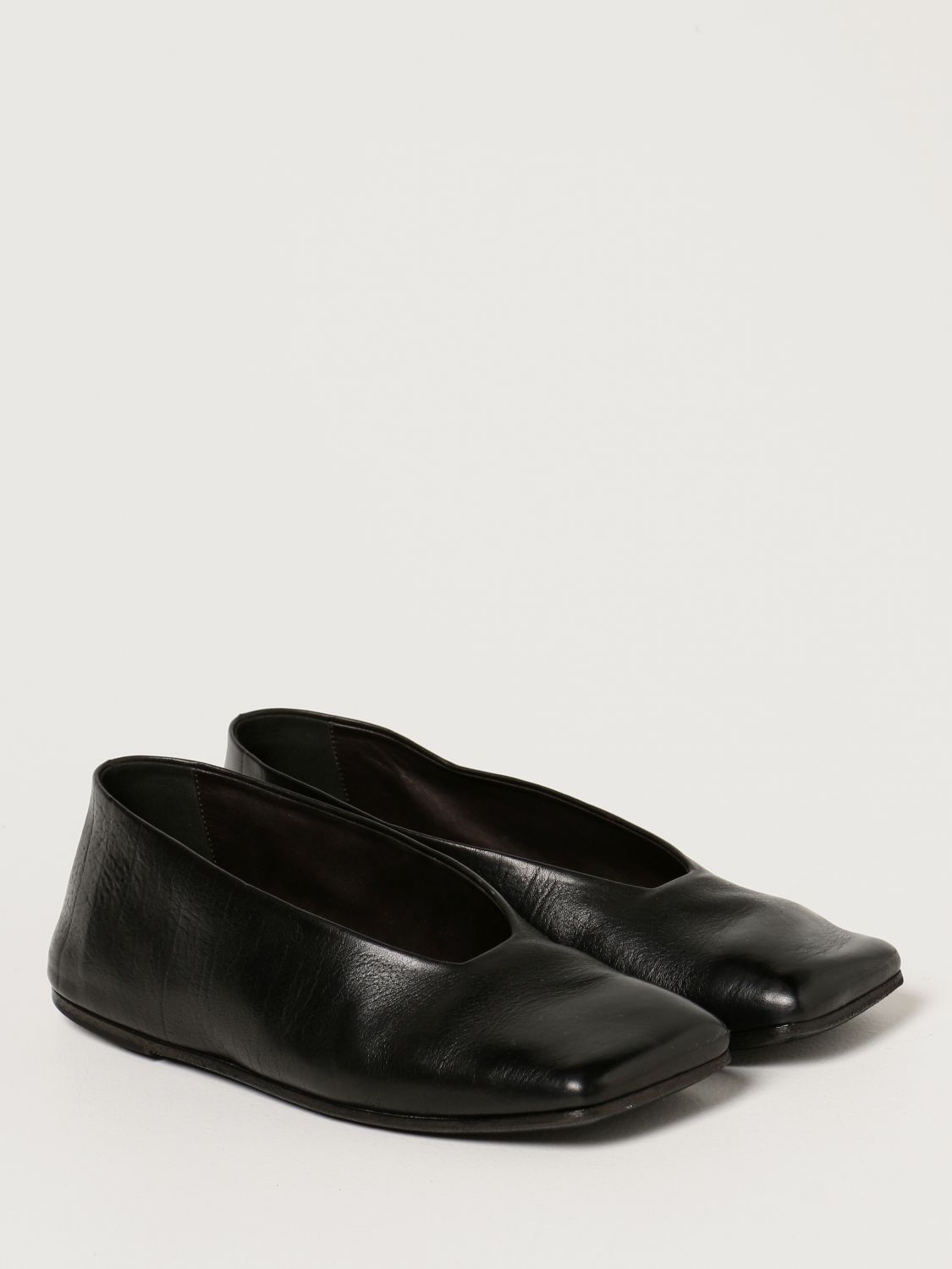 MARSÈLL: Spatolona ballet flats in dry milled leather - Black | Marsèll ...