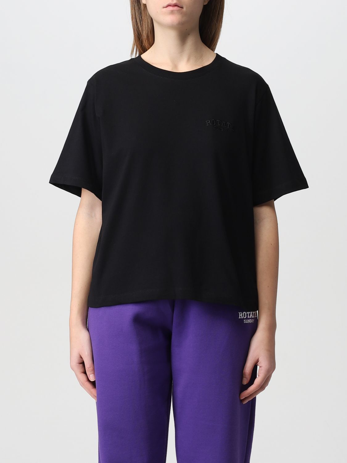 ROTATE: cotton t-shirt with logo - Black | Rotate t-shirt RT737 online ...