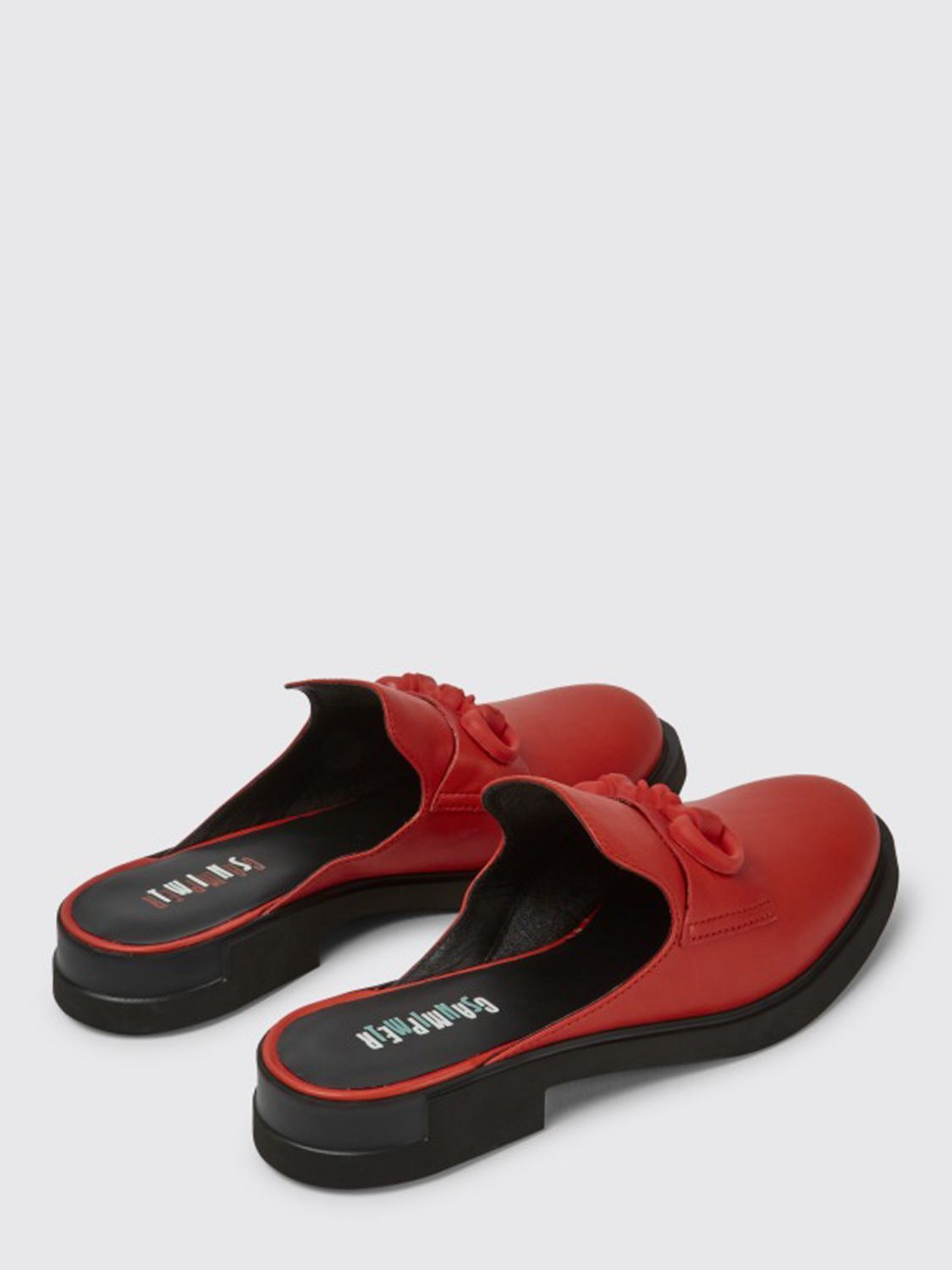 CAMPER: Twins leather sabots | Shoes Camper Women Red Flat Camper K201270-004 GIGLIO.COM