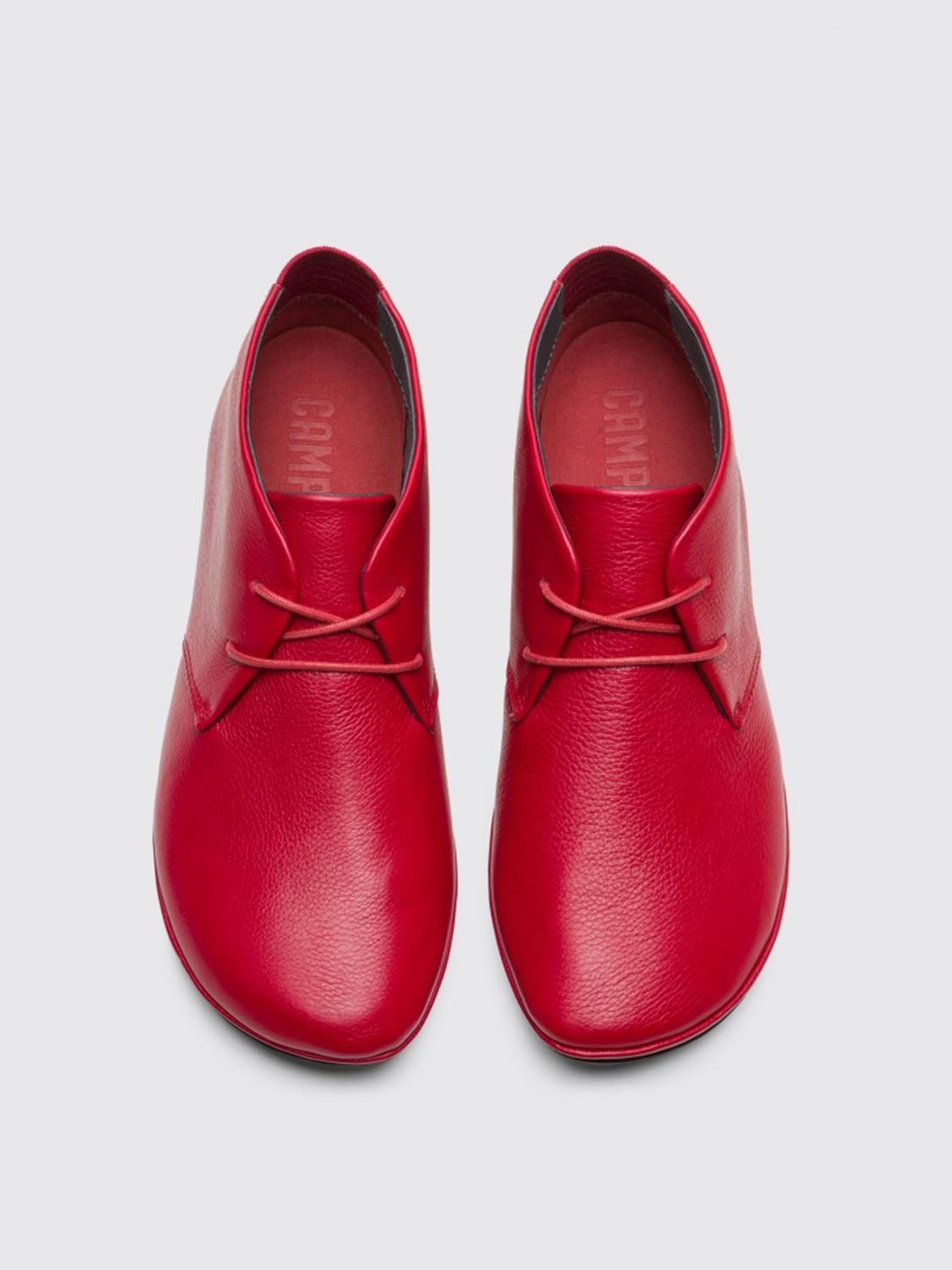 Derbies Camper: Chaussures à lacets Camper droite en cuir de veau rouge 3