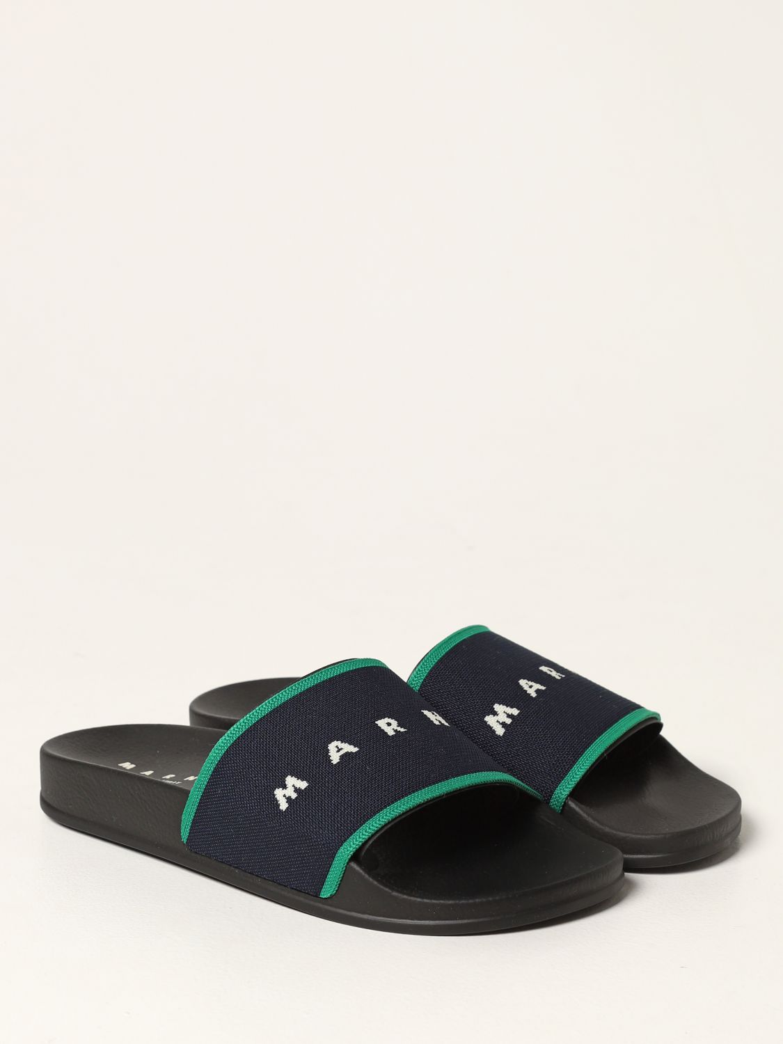 Flat sandals Marni: Marni Stretch slides with logo blue 2