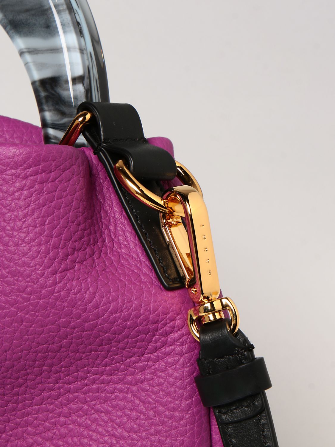 Tote bags Marni: Marni hammered leather tote bag violet 4