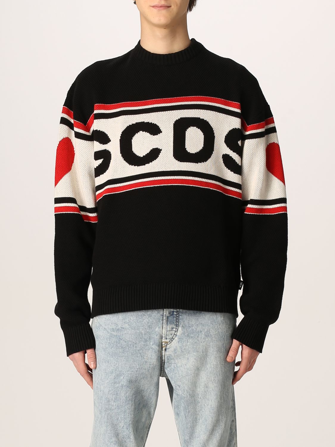 GCDS: sweater with band and logo - Black | Gcds sweater SS22M380004 ...