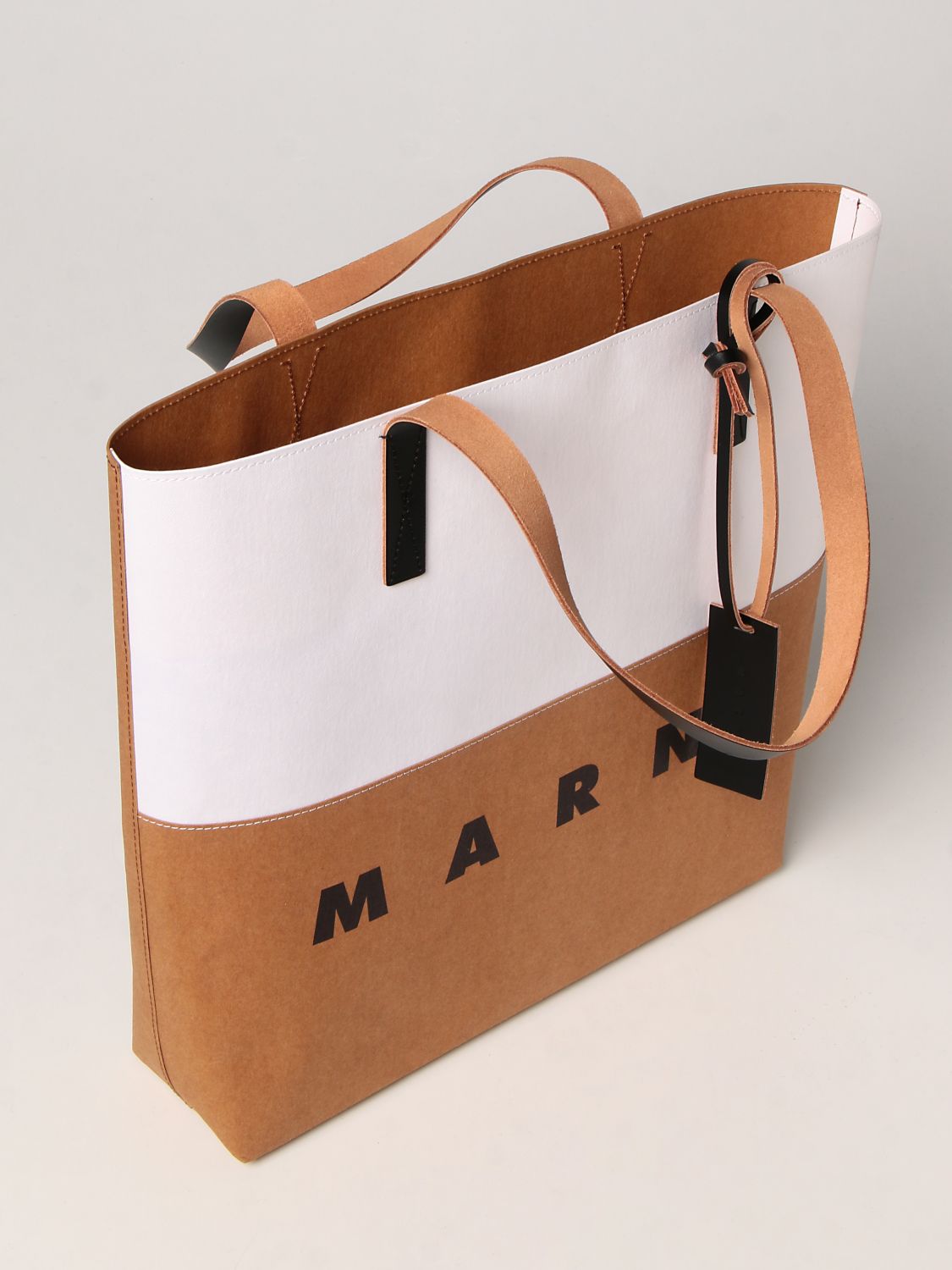 Tote bags Marni: Marni cellulose bicolor tote bag white 5