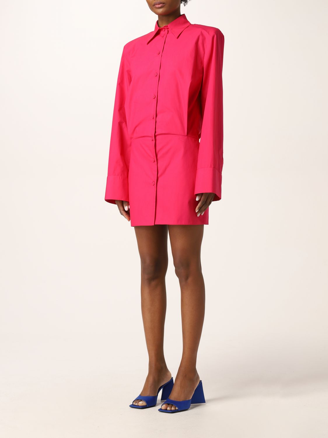 Dress The Attico: The Attico chemisier dress in cotton pink 3