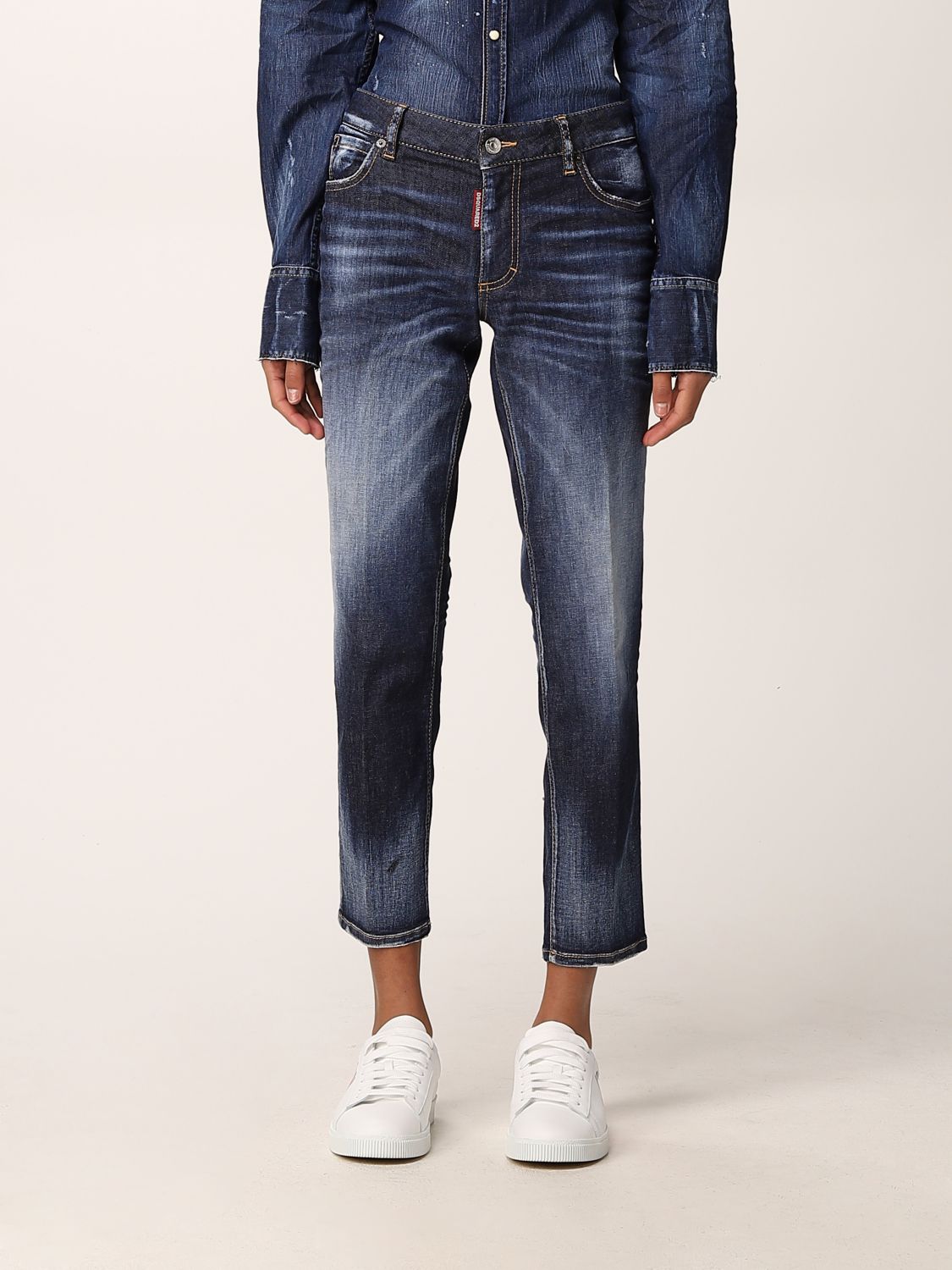 Womens Jeans DSquared² Jeans Save 5% DSquared² 5 Pockets Cropped Denim Jeans in Blue 
