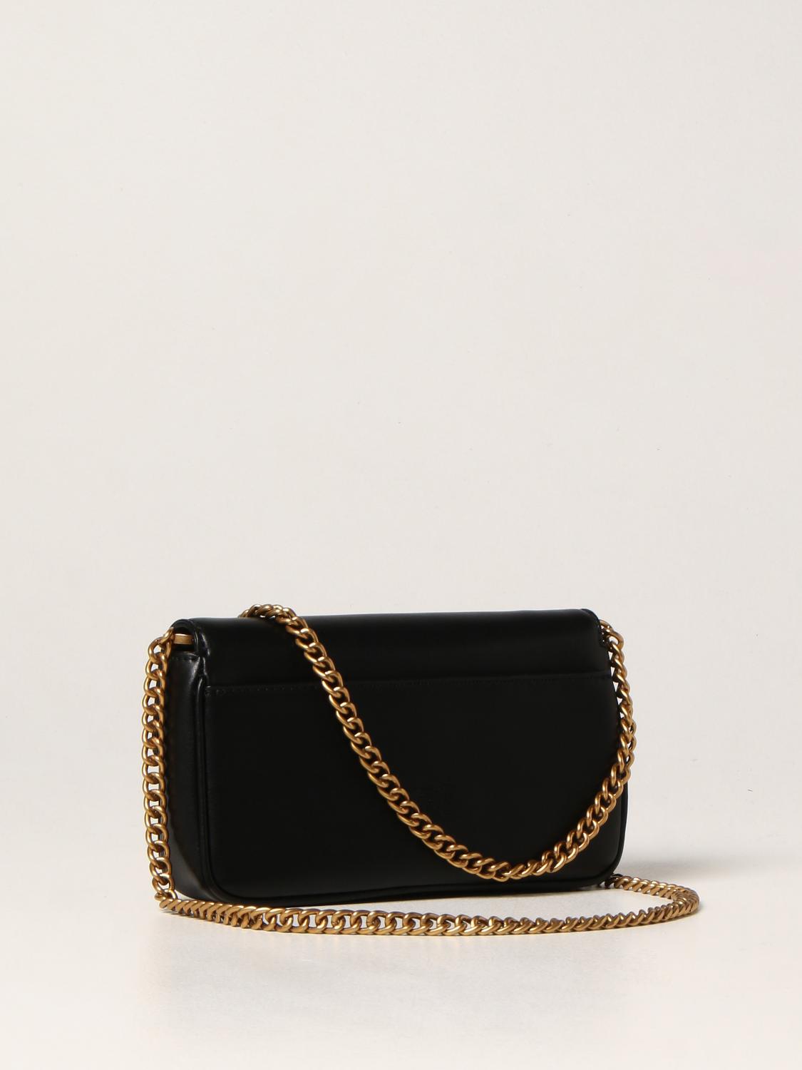 PINKO Love Pocket bag in smooth leather Black Pinko crossbody bags