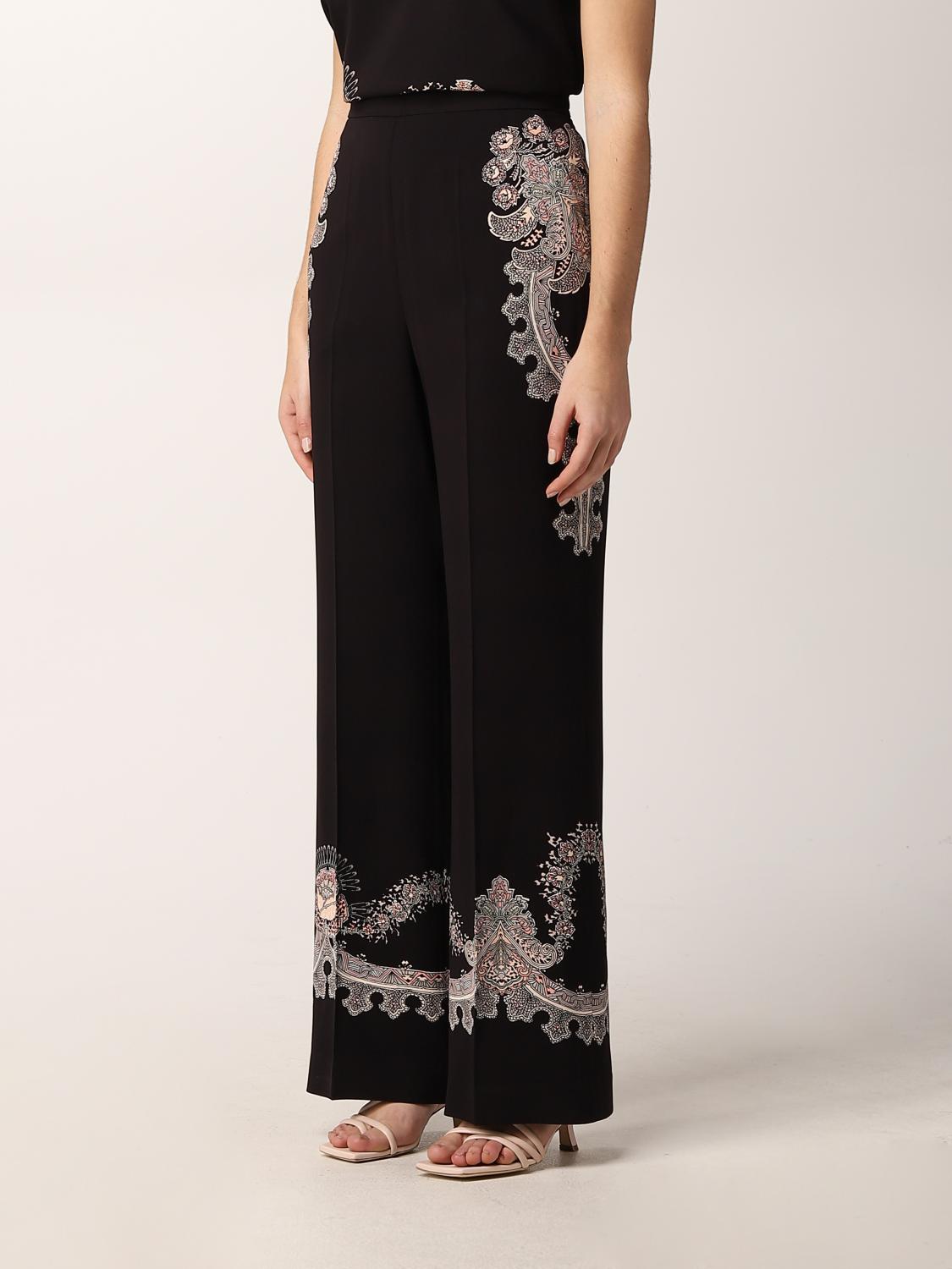 ETRO: Pantalone ampio con stampa paisley floreale - Nero | Pantalone Etro  192079535 GIGLIO.COM