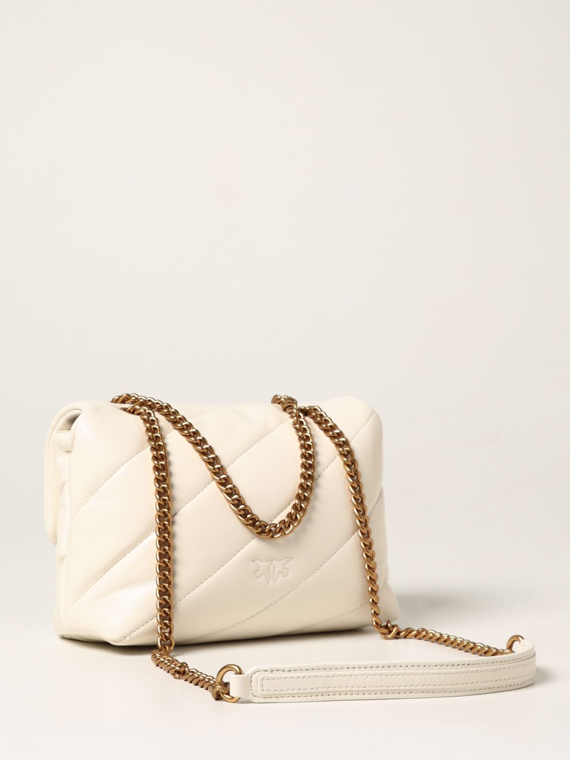 PINKO Love mini Puff Maxy Quilt bag in quilted leather White Pinko