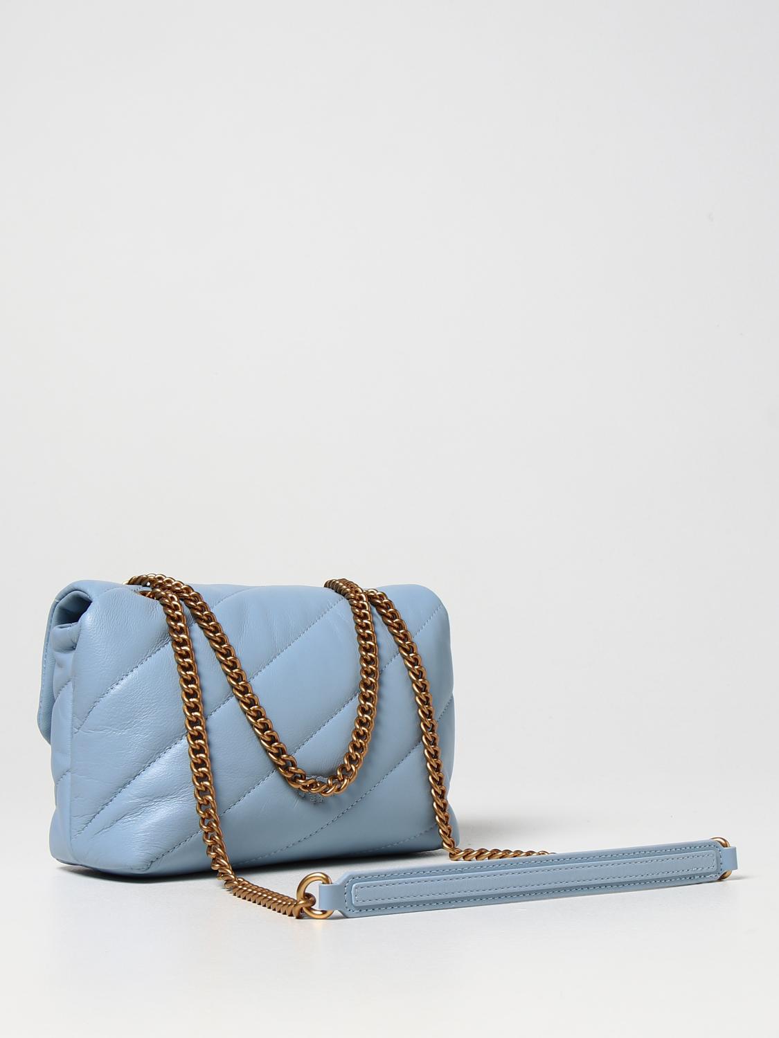 PINKO Love mini Puff Maxy Quilt bag in quilted leather Sky Blue