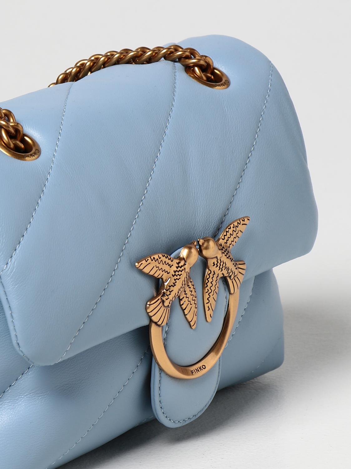 PINKO: Love mini Puff Maxy Quilt bag in quilted leather - Sky Blue 