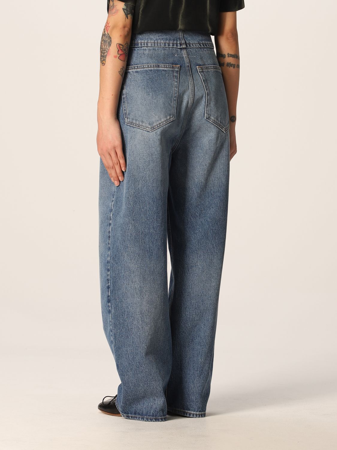 MM6 by Maison Martin Margiela Denim Hose mit weitem Bein in Natur Damen Bekleidung Jeans Ausgestellte Jeans 