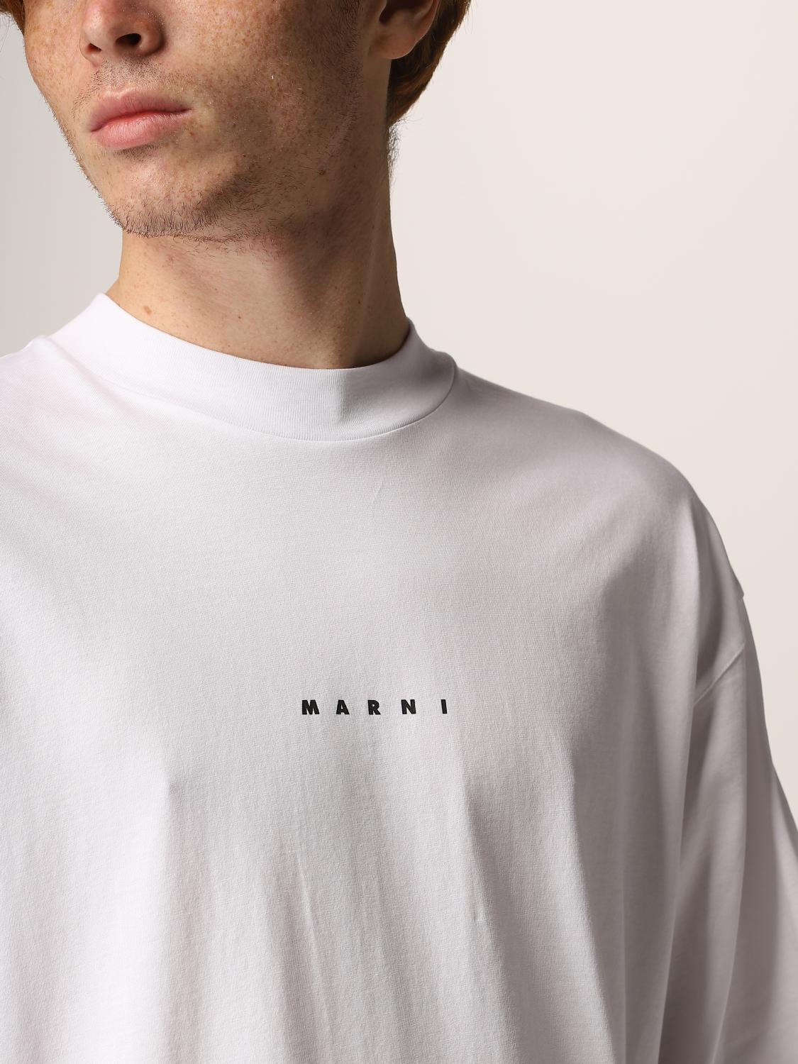MARNI: cotton t-shirt with logo - White | Marni t-shirt 