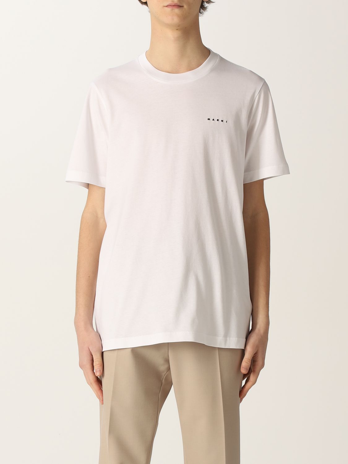 MARNI: cotton t-shirt with logo - Lilac | Marni t-shirt ...