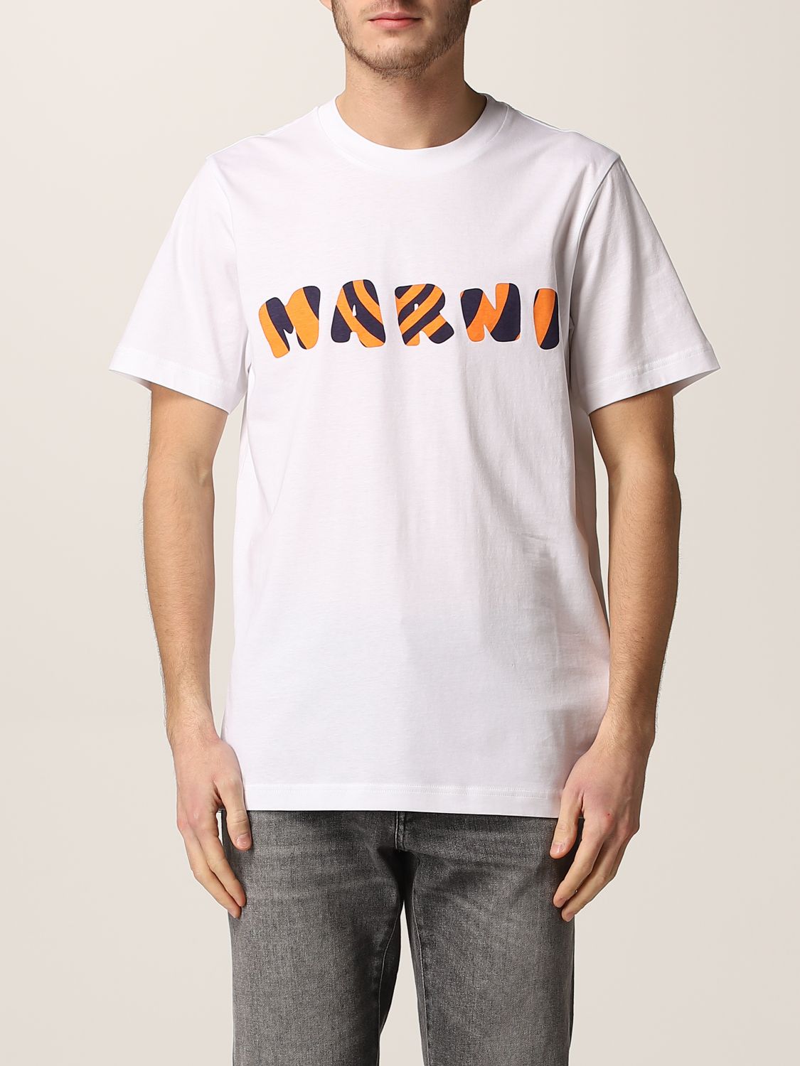 MARNI: cotton t-shirt with logo - White | Marni t-shirt