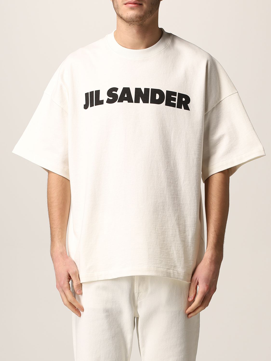 JIL SANDER: cotton t-shirt with logo - Natural | Jil Sander t-shirt