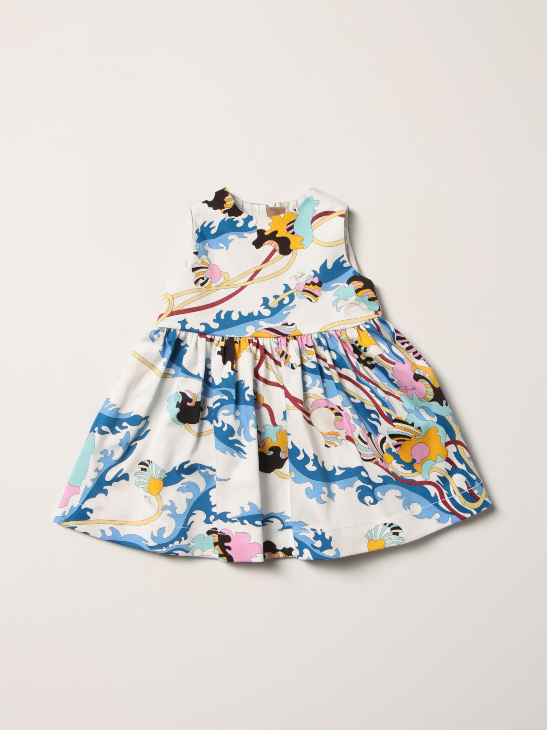 Emilio Pucci Babies' Cotton Dress With Abstract Print In Multicolor